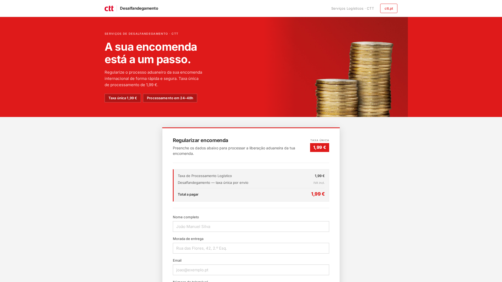 Screenshot of www.alfandega-ctt.com