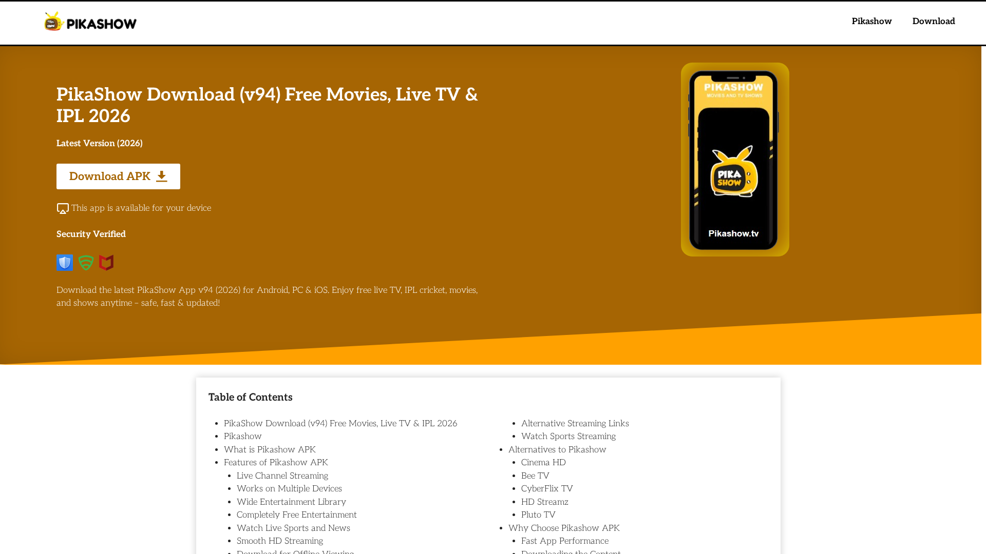 Screenshot of pikashows.tv