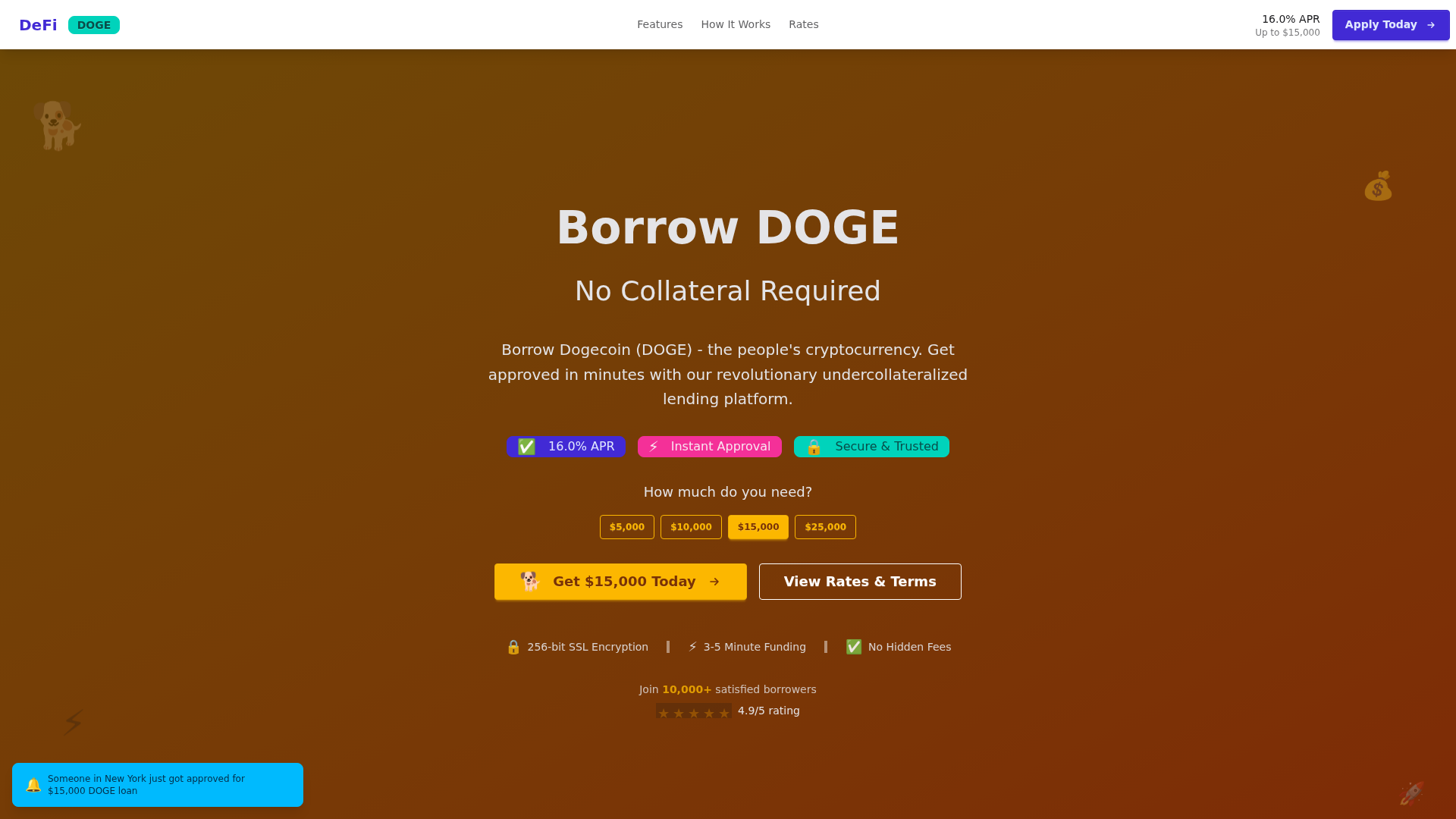 Screenshot of borrow-dogecoin.com