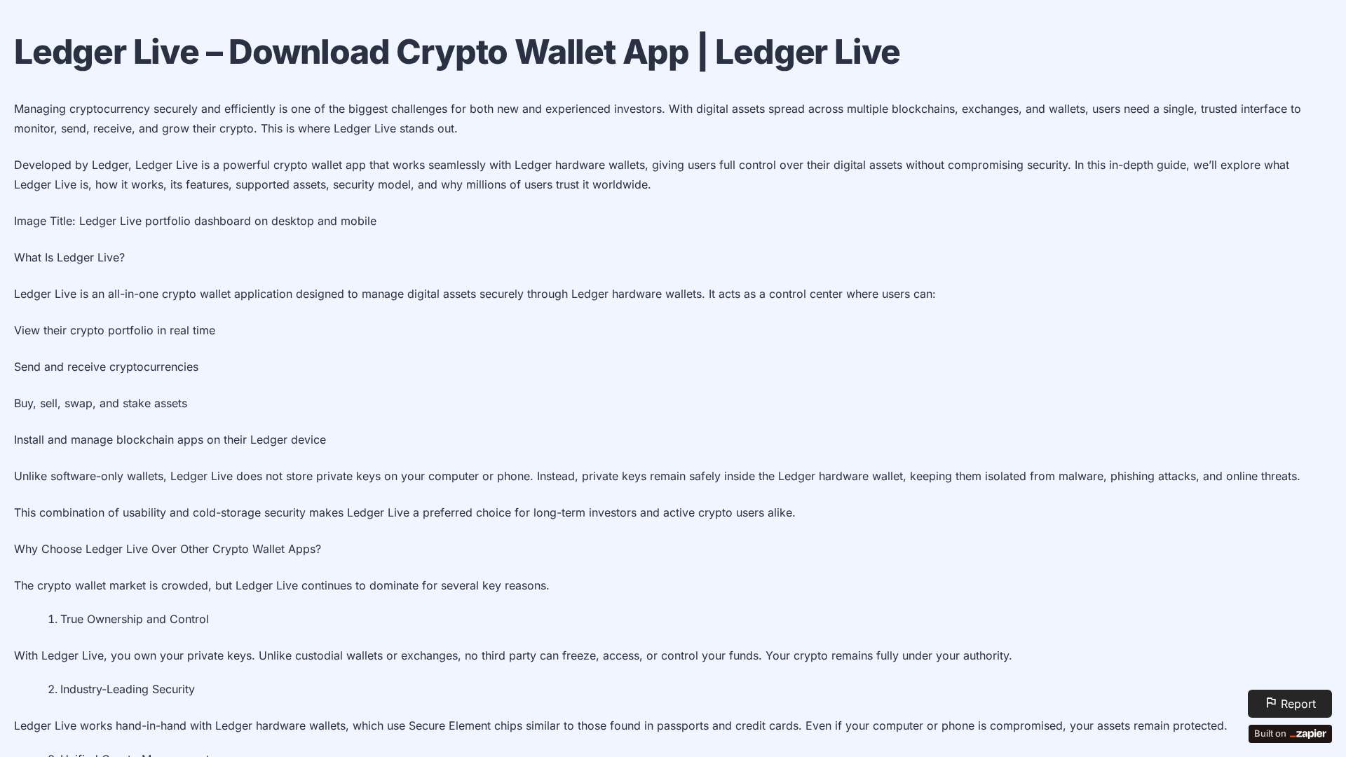 Screenshot of ledger-i-liv.zapier.app