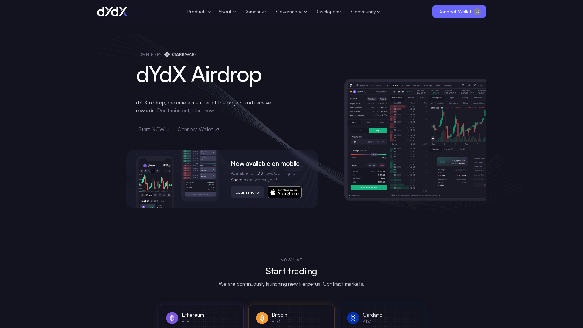 Screenshot of dydx-airdrop.pages.dev