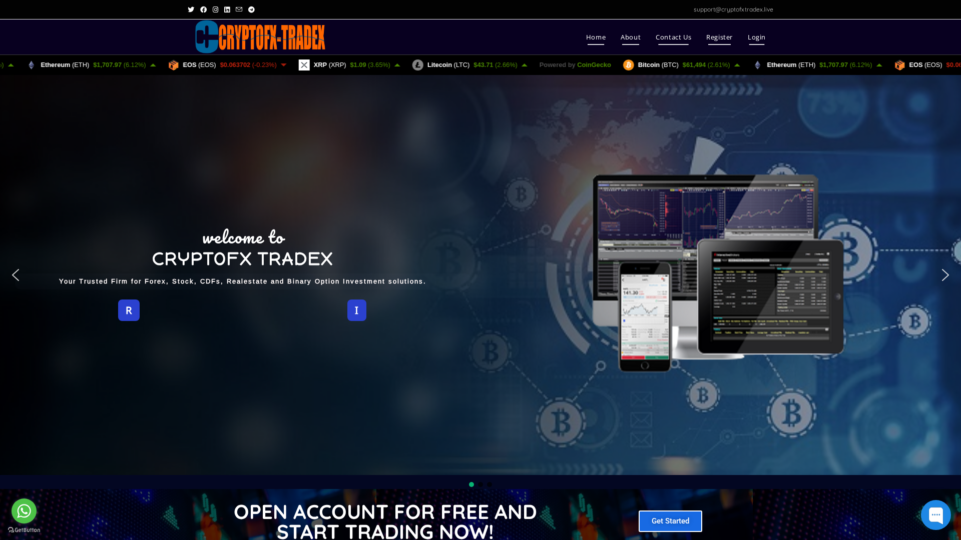 Screenshot of cryptofxtradex.live