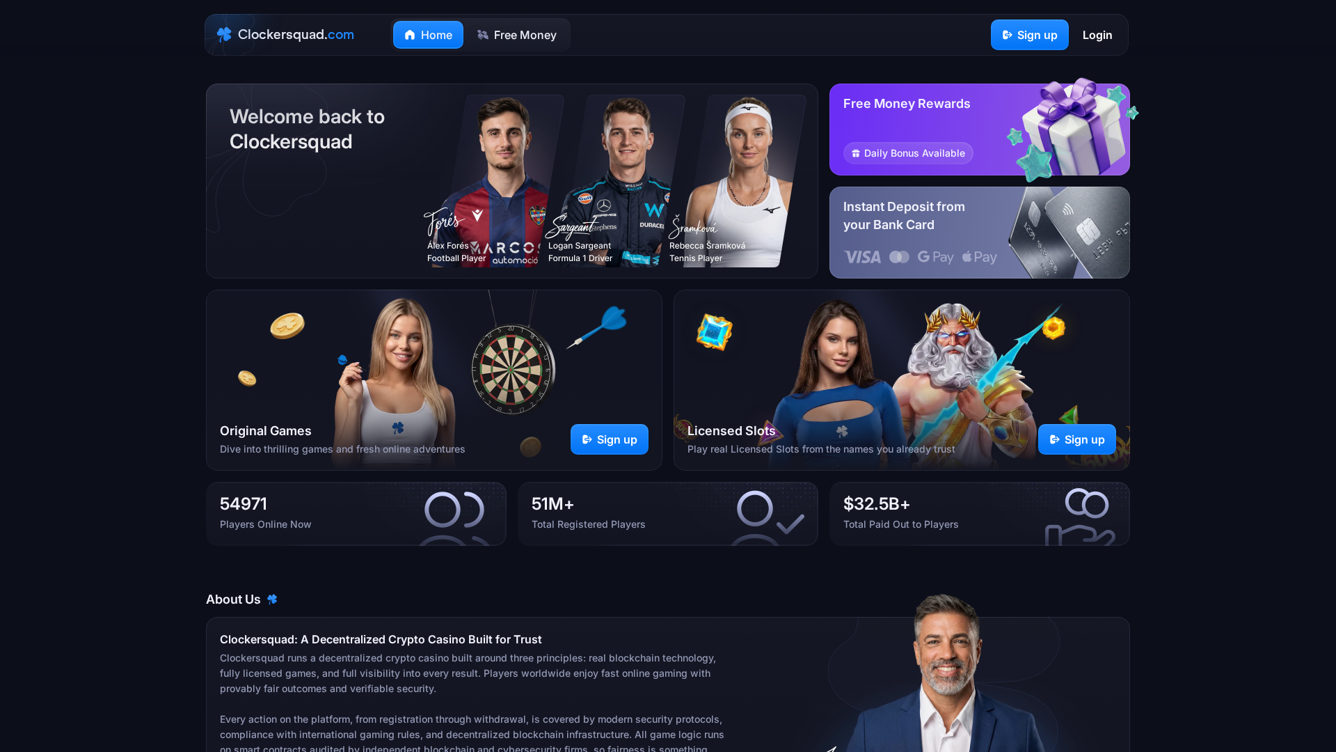 Screenshot of clockersquad.com