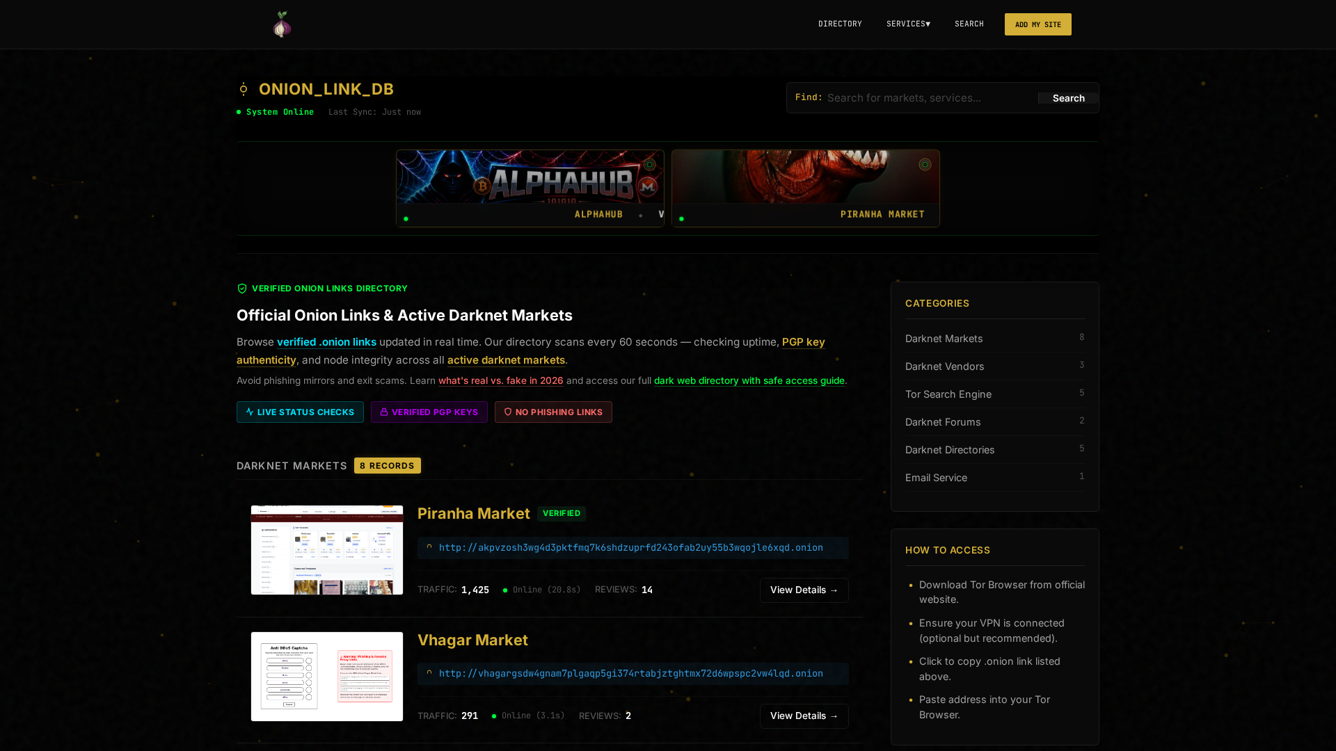 Screenshot of onionlink.live