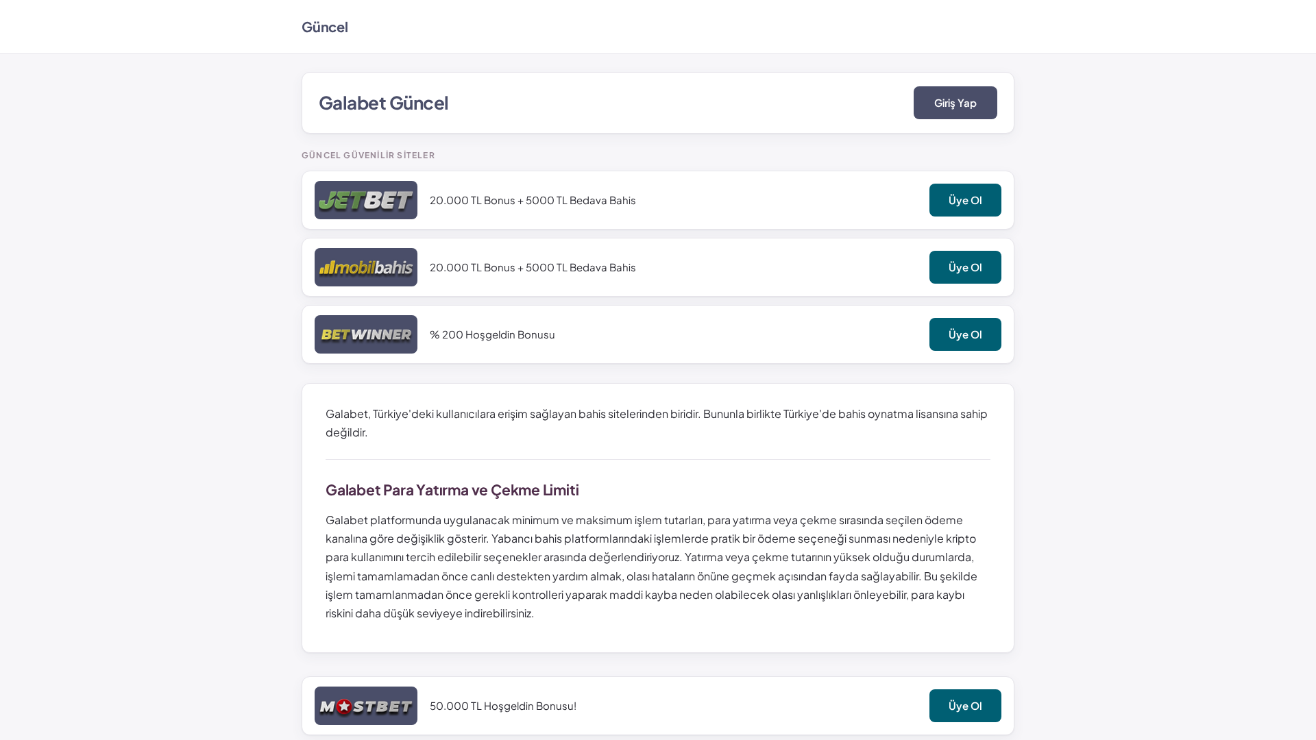 Screenshot of galabet.guncel45.one