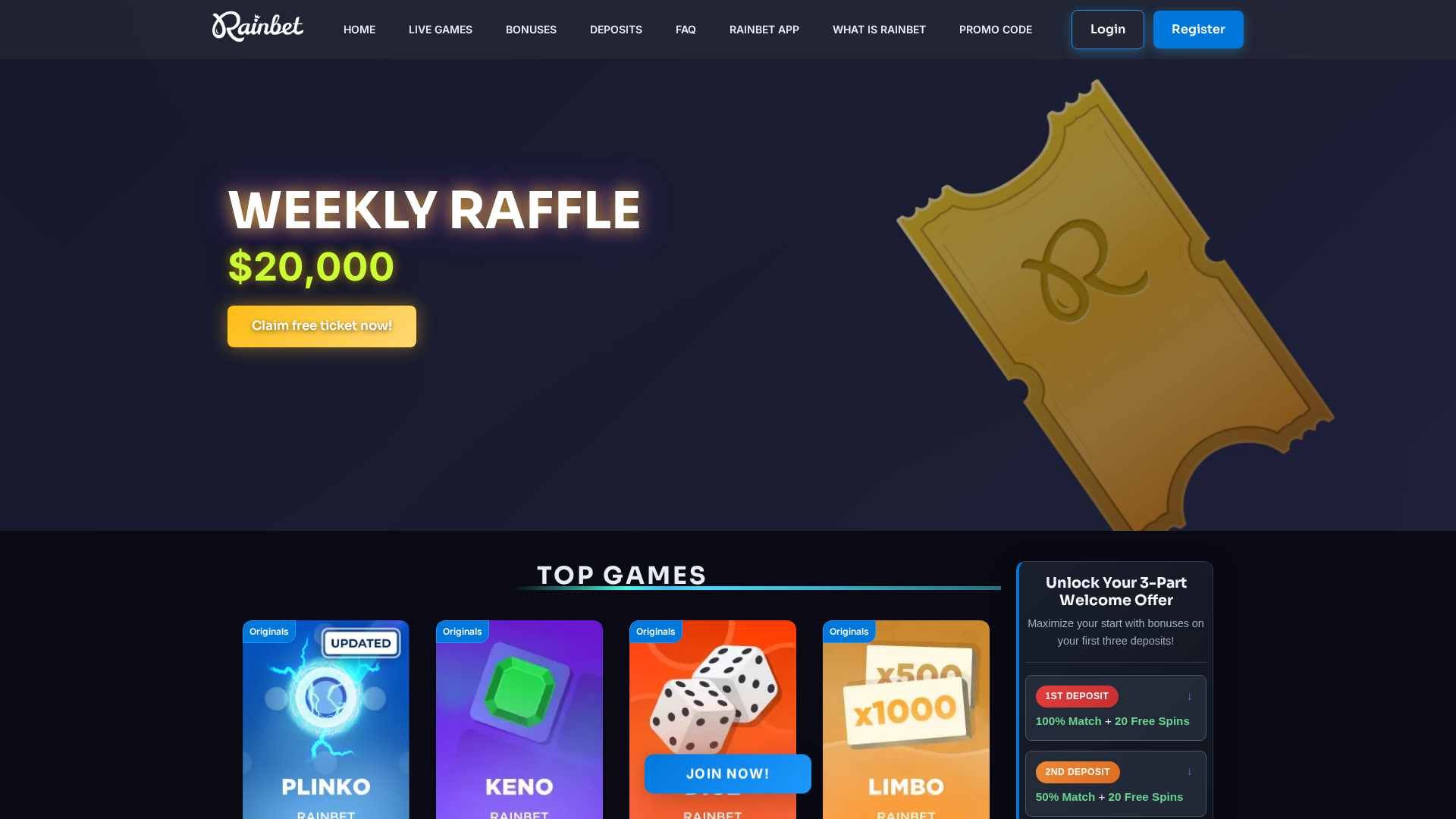 Screenshot of rainbetpromocode.com