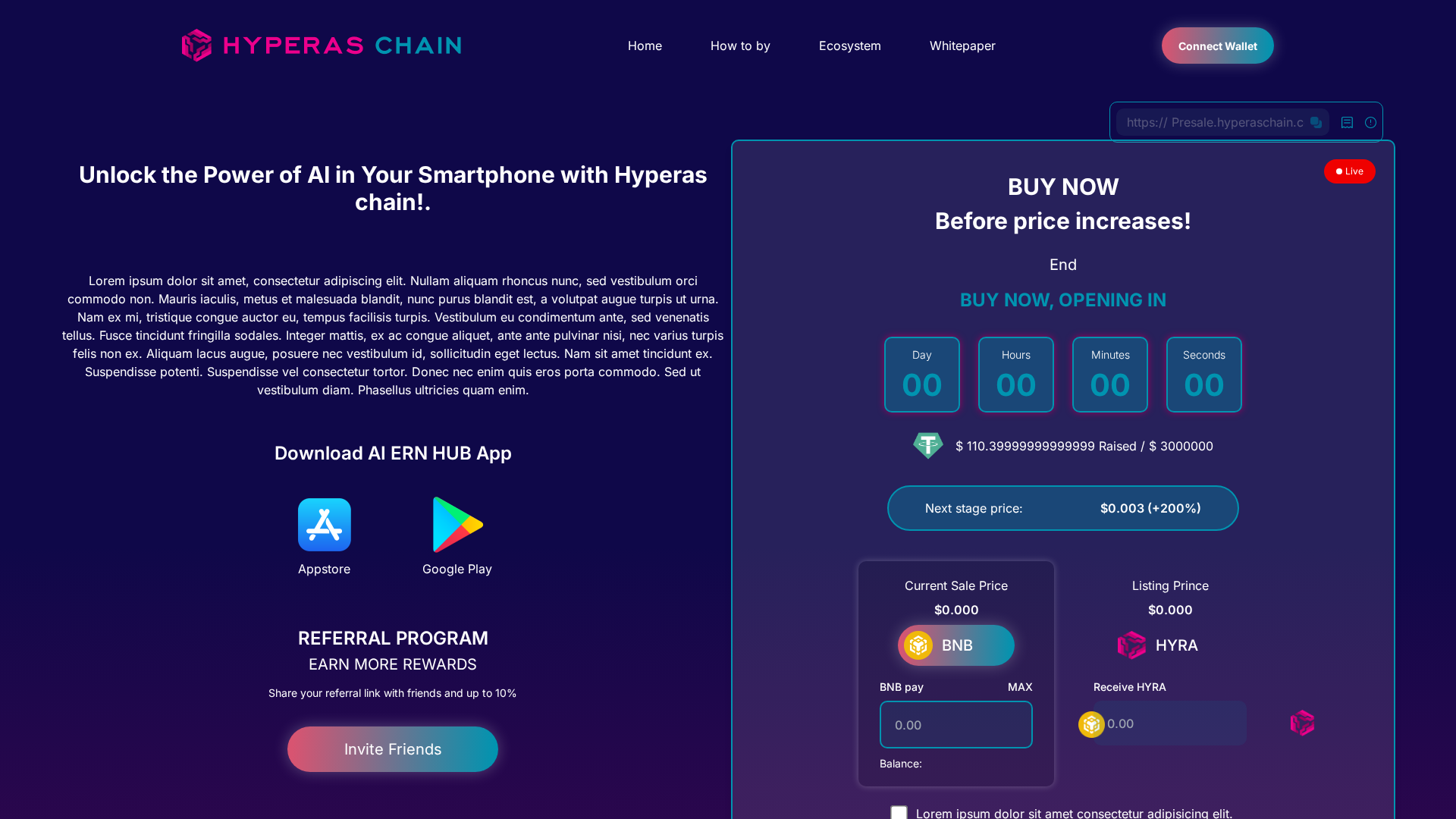 Screenshot of hyrapresale.pages.dev