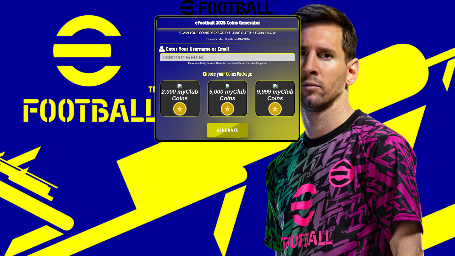 Screenshot of efootball2025.netlify.app