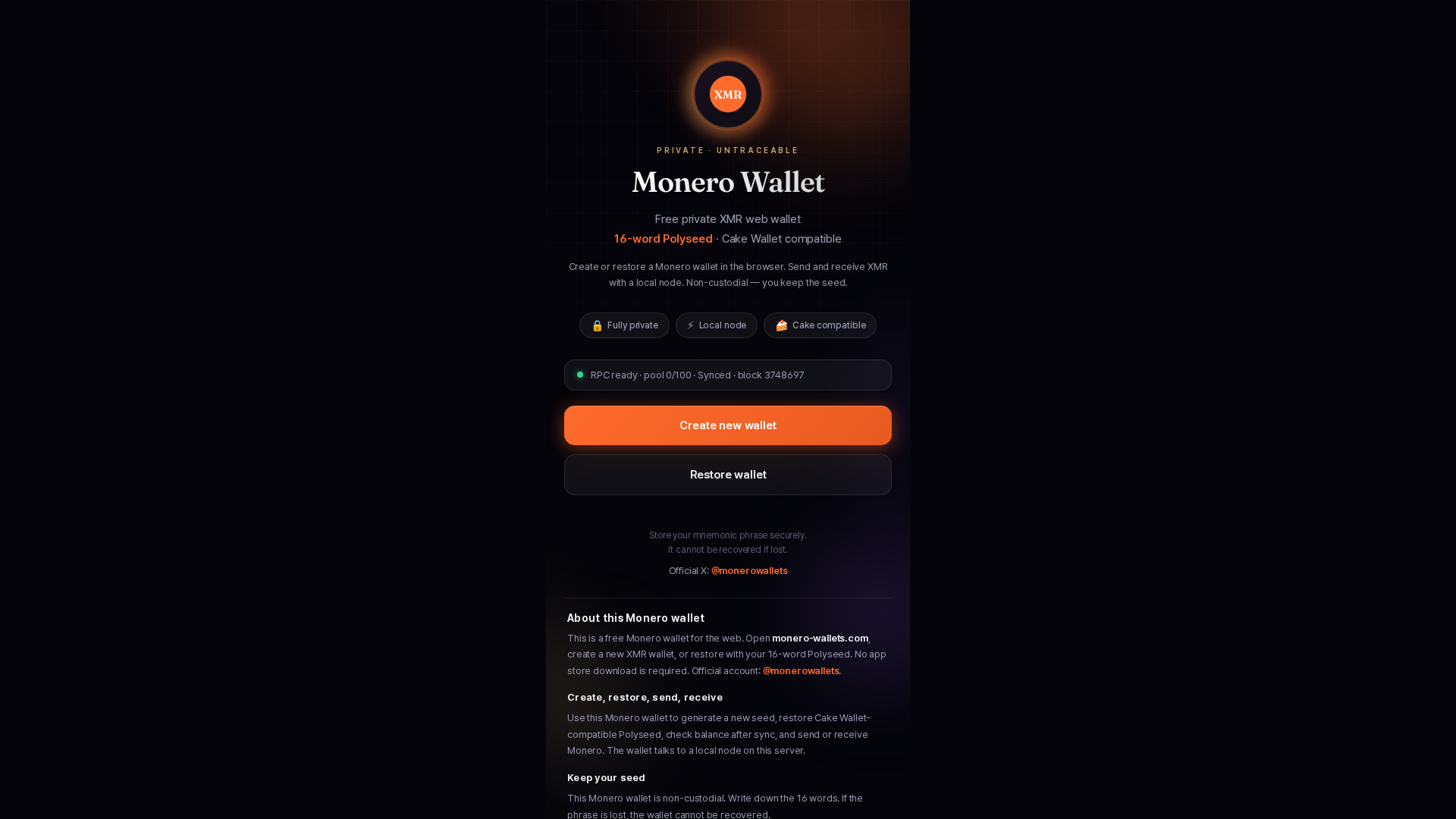 Screenshot of monero-wallets.com