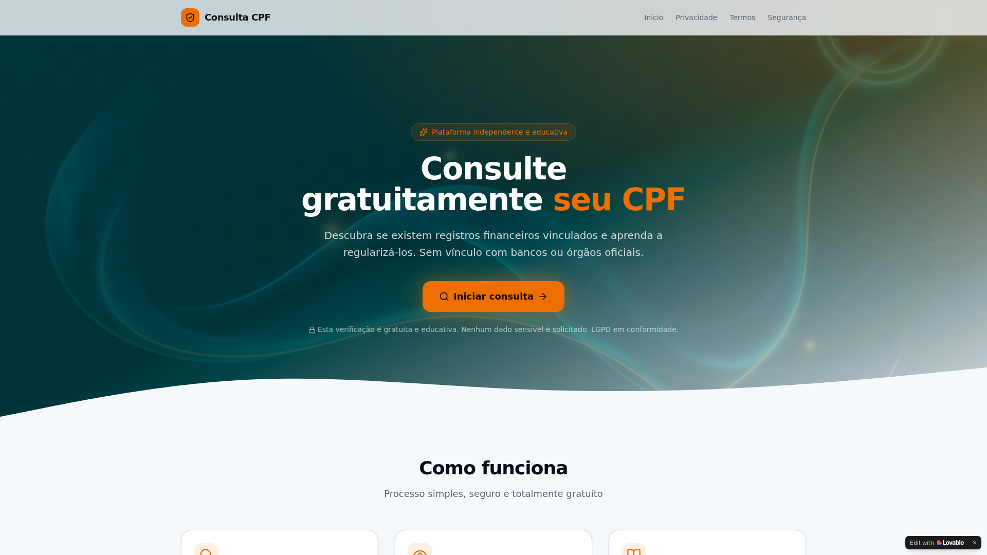 Screenshot of cpf-clarify-hub.lovable.app