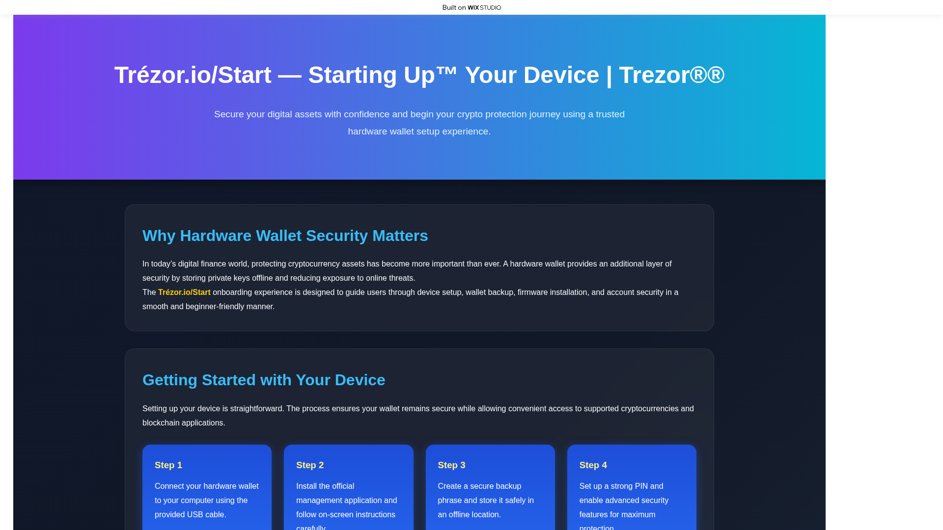 Screenshot of trezo-iosstarted.wixstudio.com
