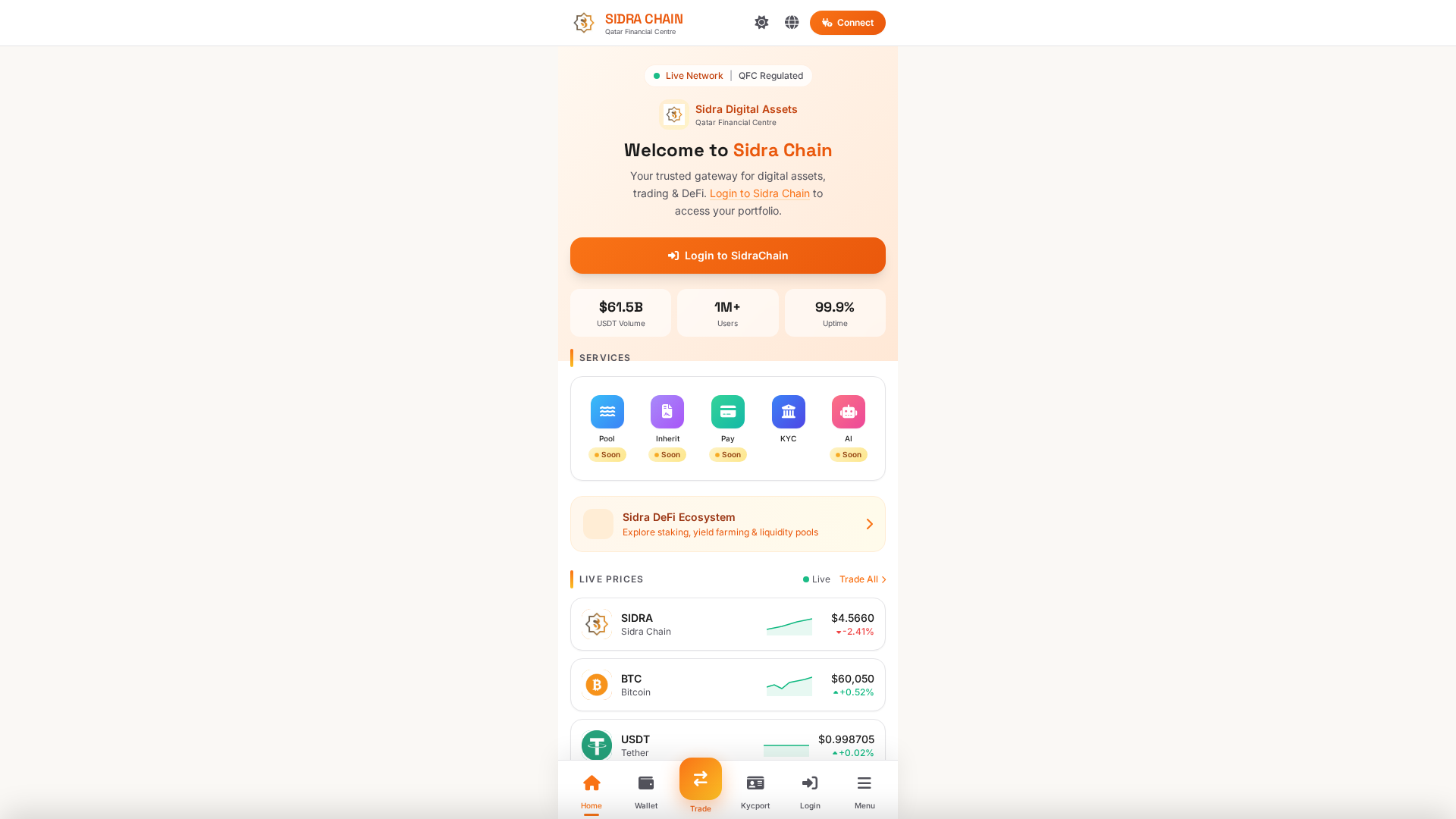 Screenshot of sidrachain-exchange.com