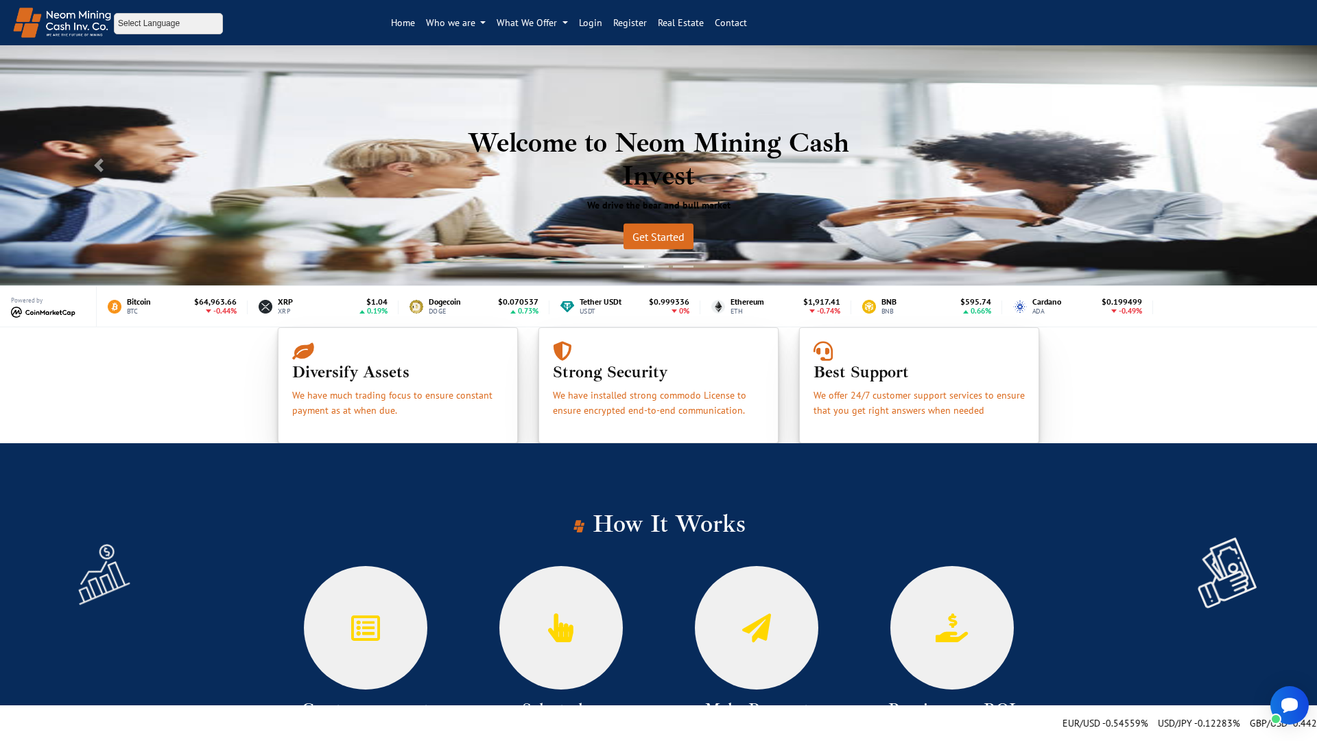 Screenshot of neomminingcashinvest.com