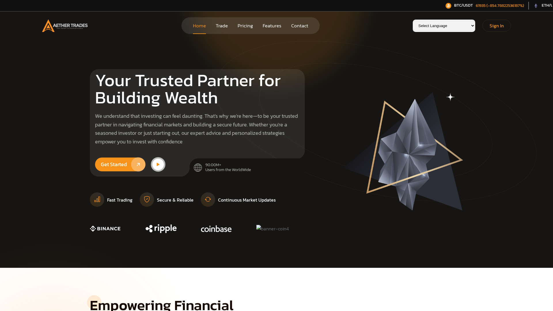 Screenshot of aethertrades.com