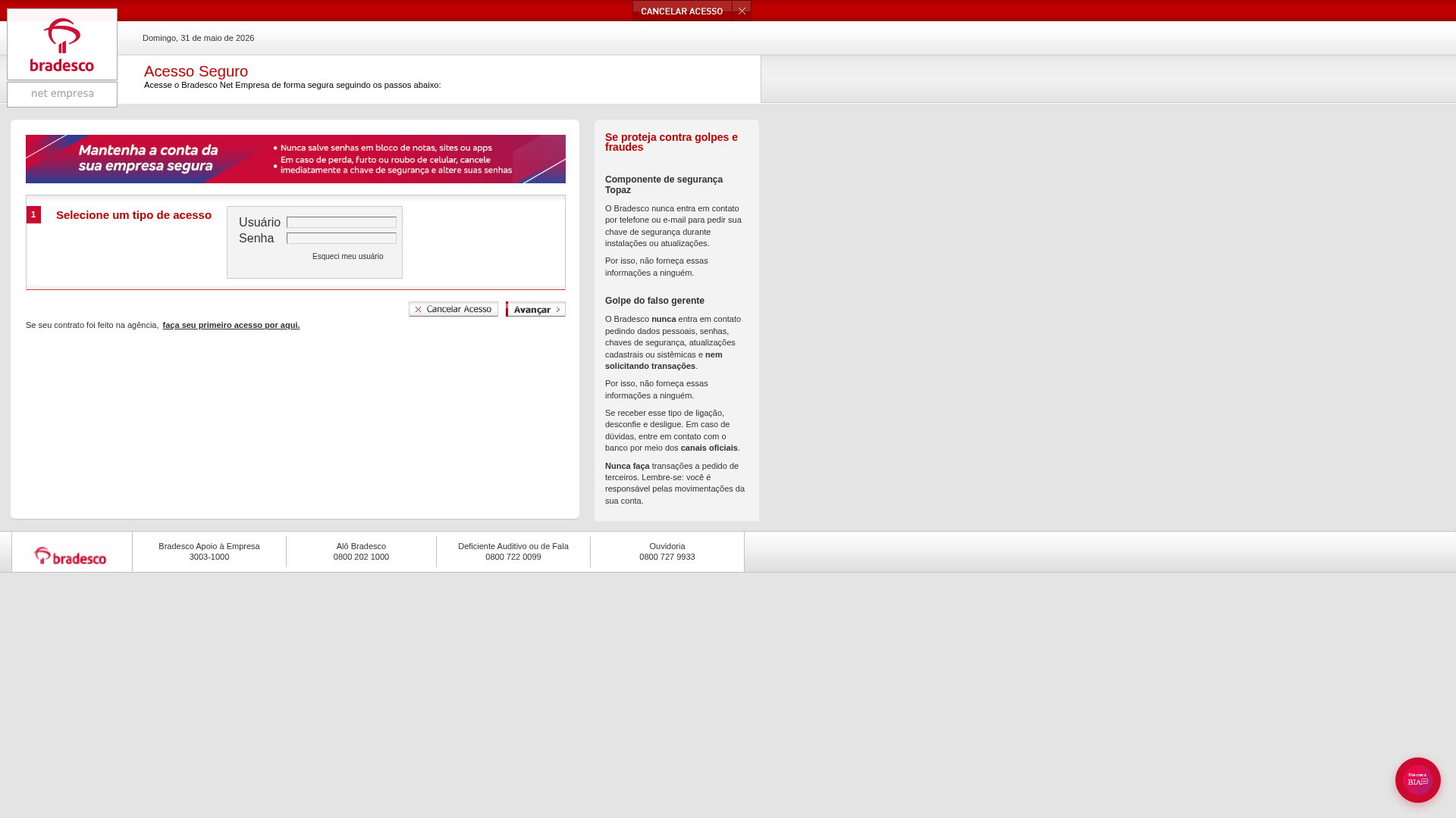 Screenshot of bradesco.pjempresascorp.digital