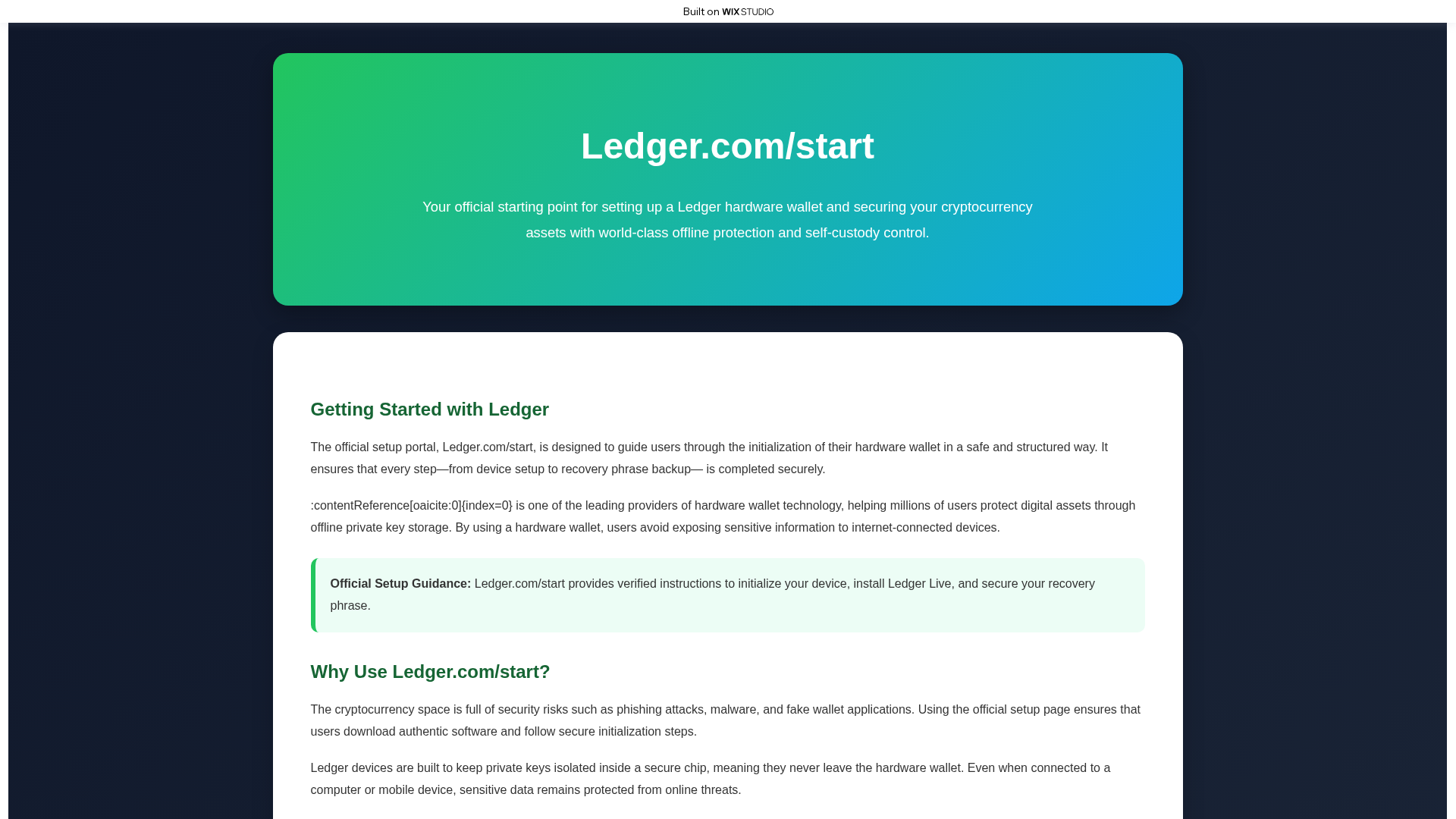 Screenshot of ledge-comstarted.wixstudio.com
