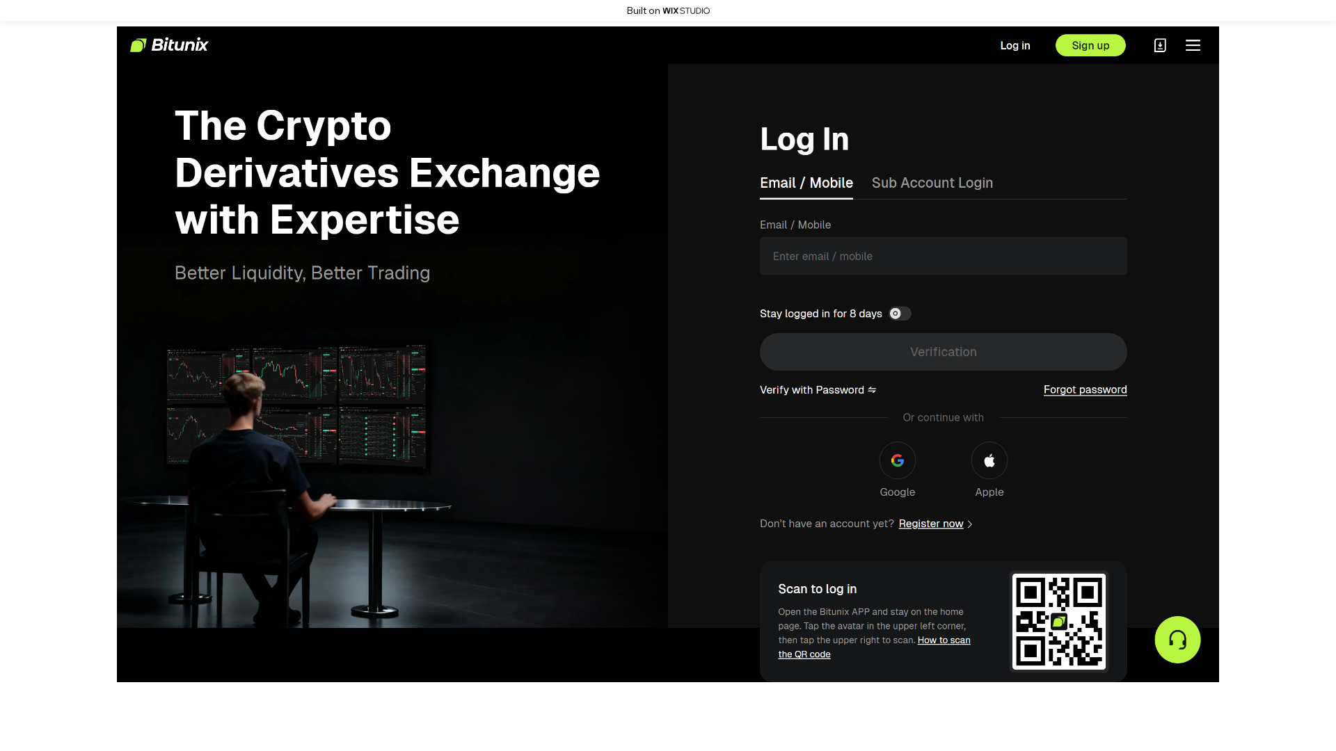 Screenshot of trade-bitunix.wixstudio.com