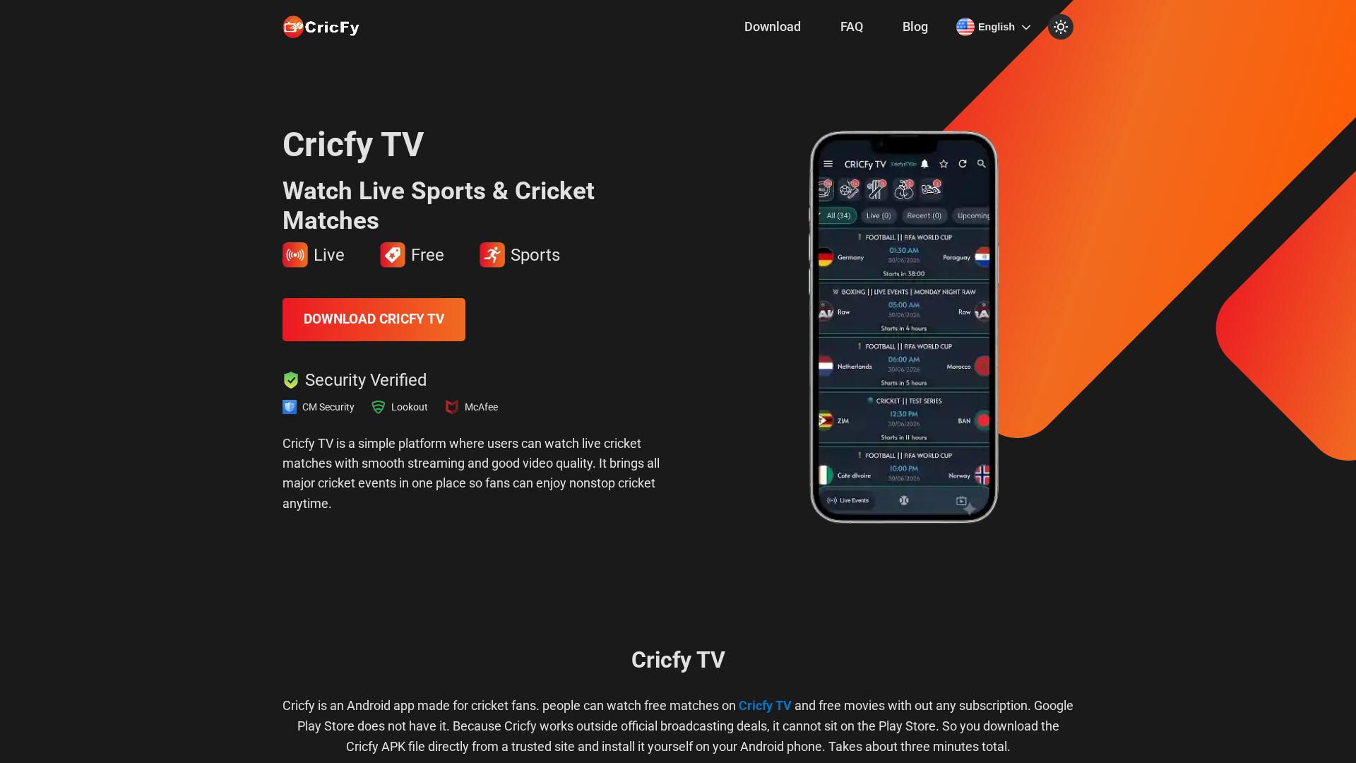 Screenshot of cricfystv.in