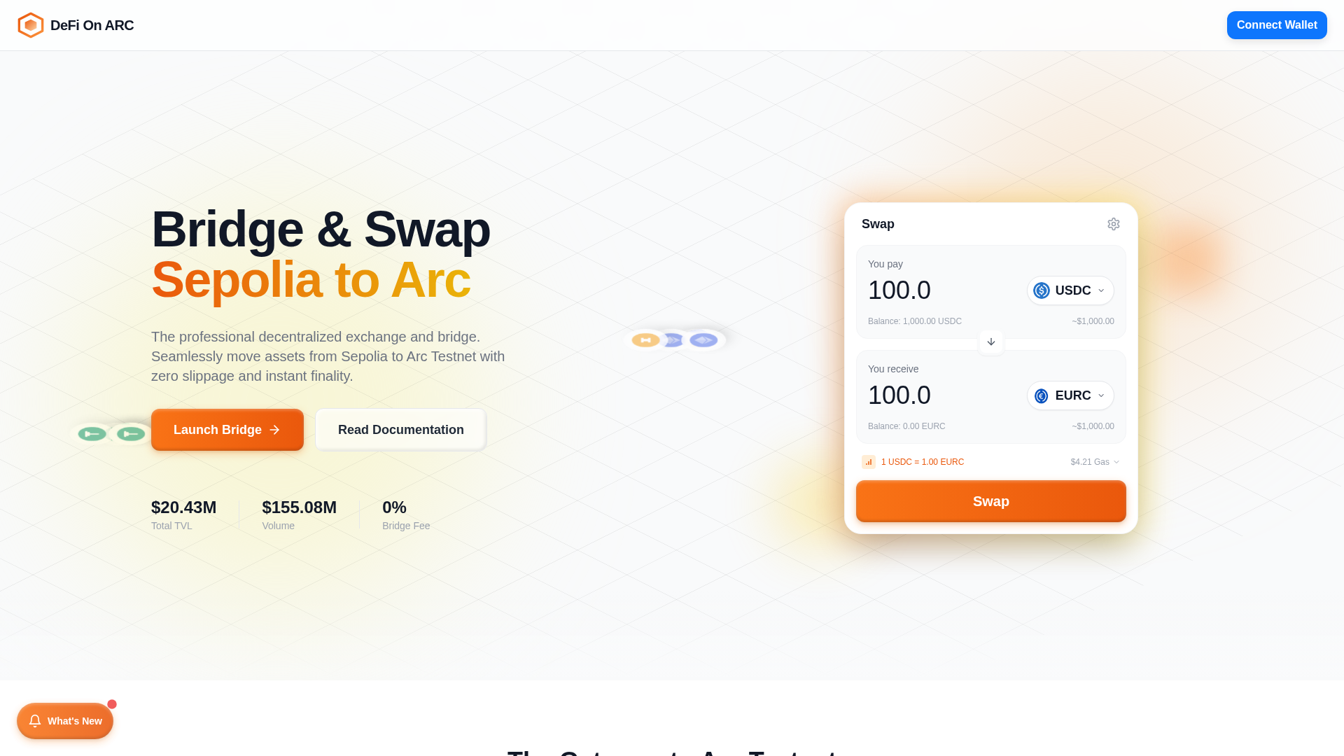 Screenshot of defi-on-arc.vercel.app