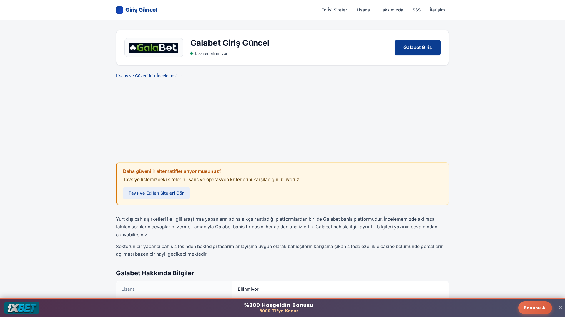Screenshot of galabet.girisguncel3.co