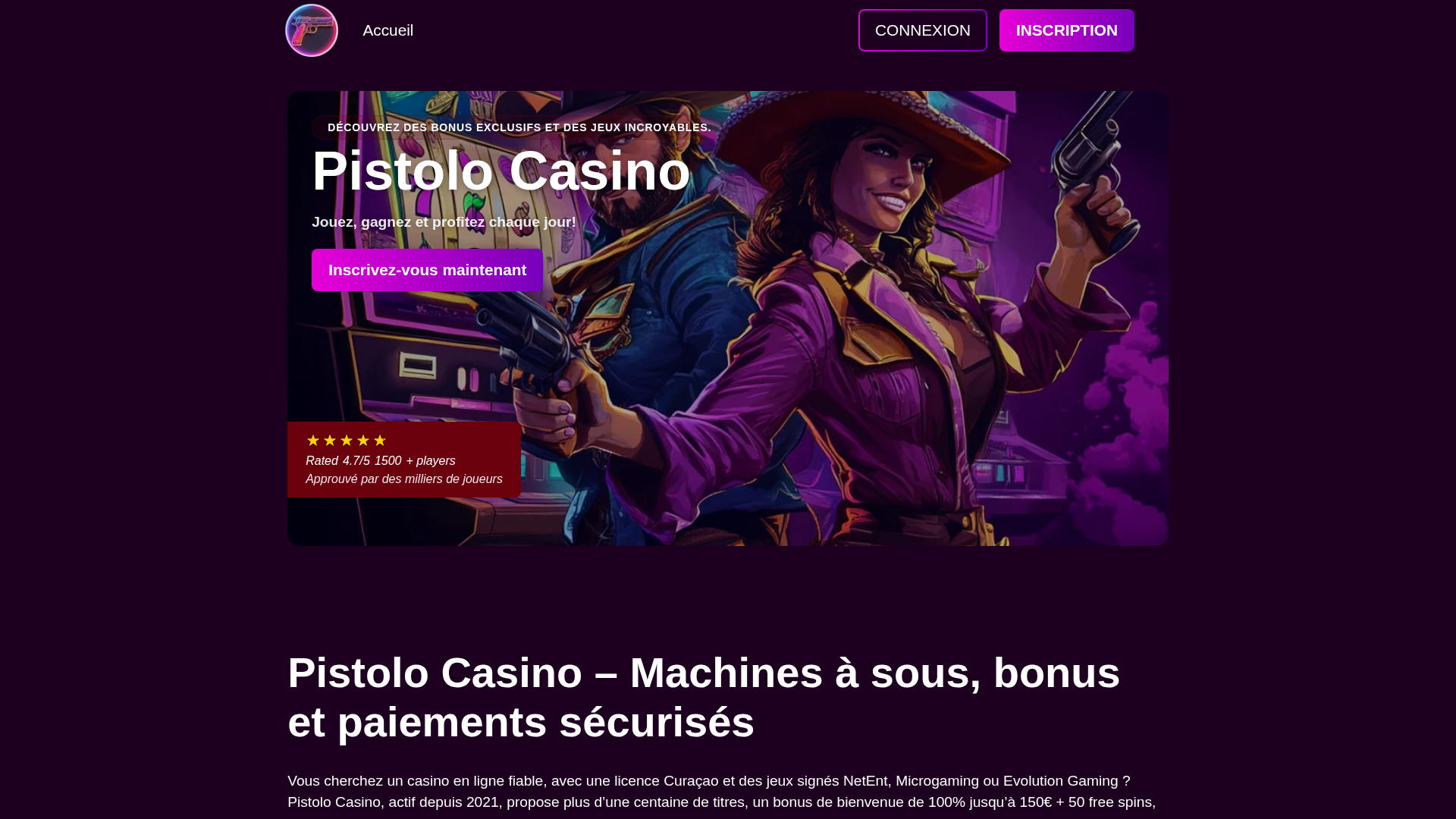 Screenshot of pistolo-casino-france.com