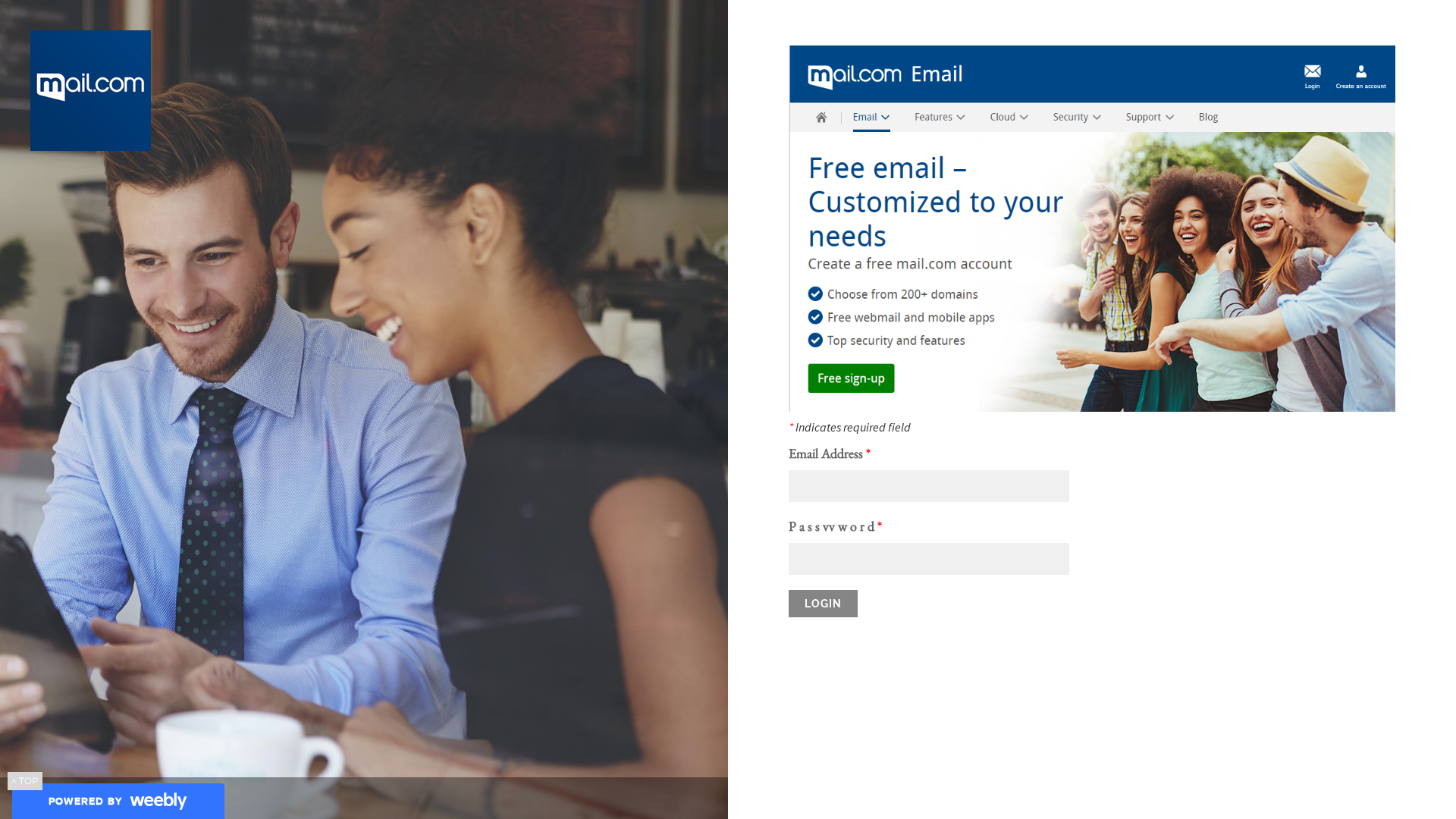 Screenshot of mailserviceteamcenter.weebly.com