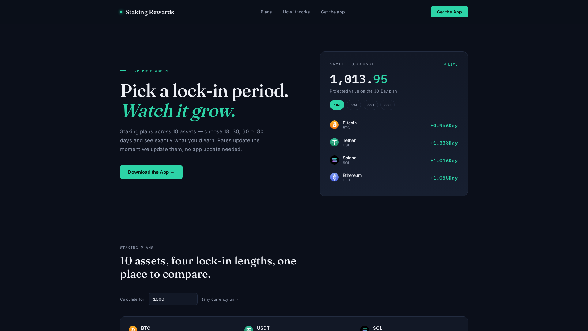 Screenshot of stakingrewards.online