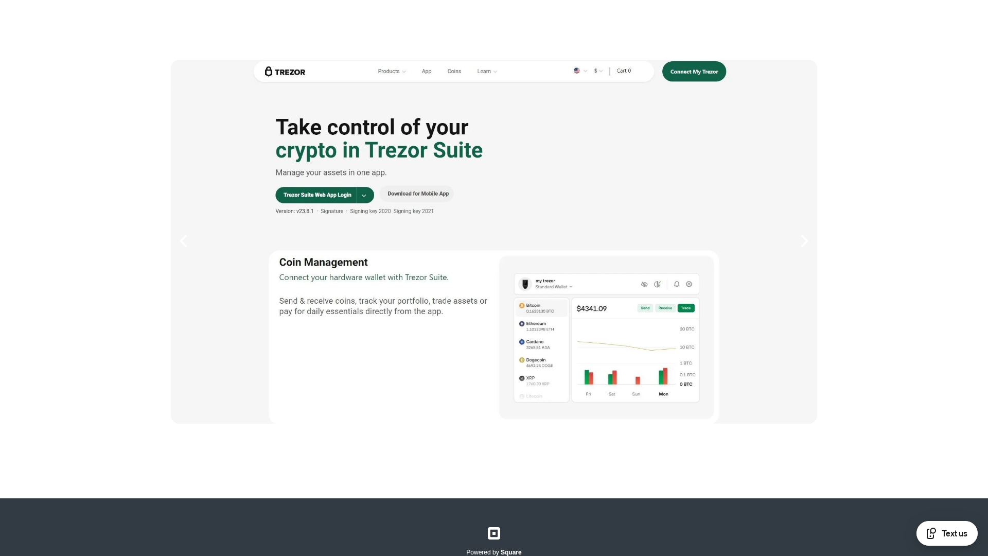 Screenshot of home-faqs-trezr-io.square.site