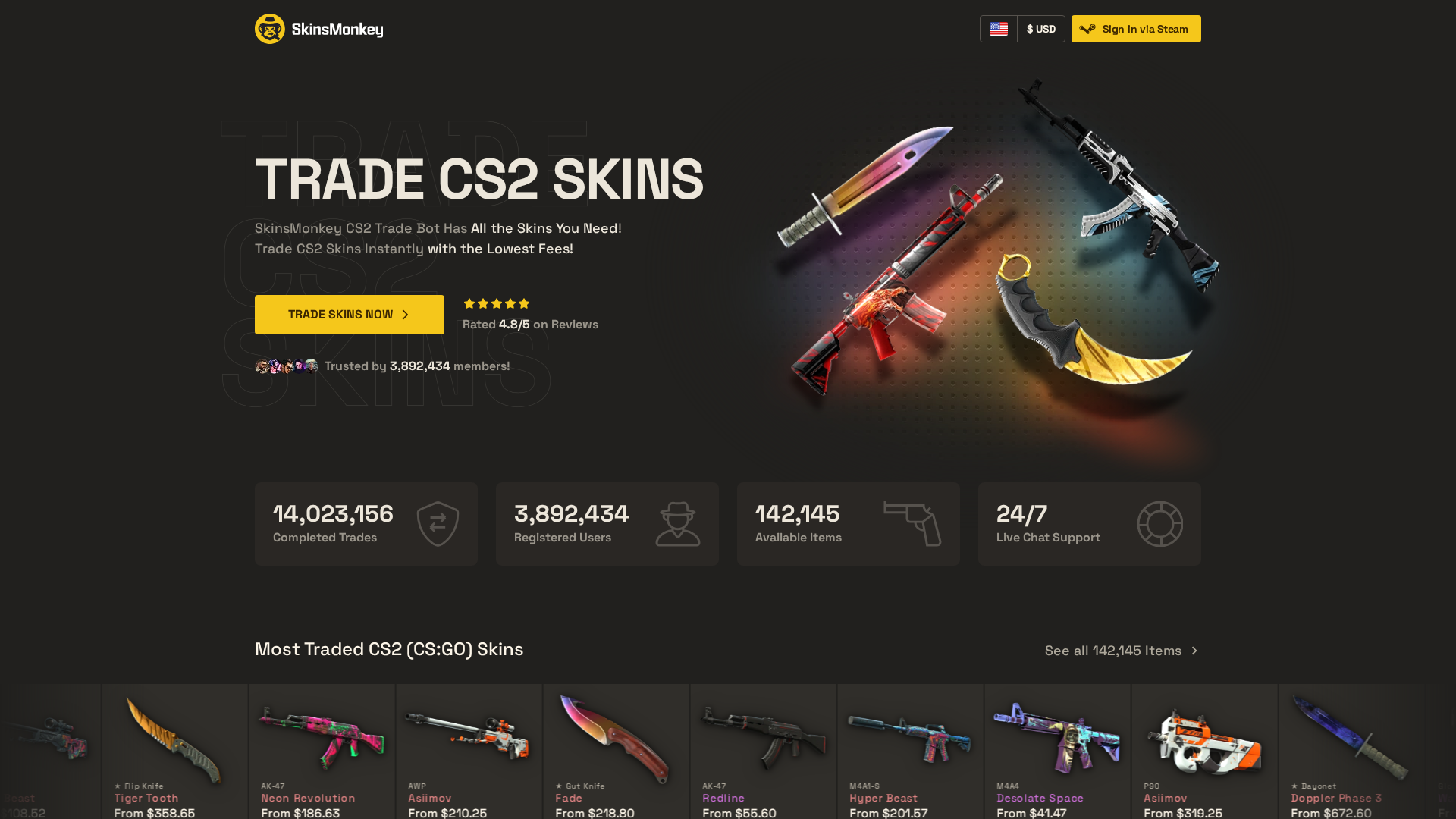 Screenshot of skinsmonkey.com