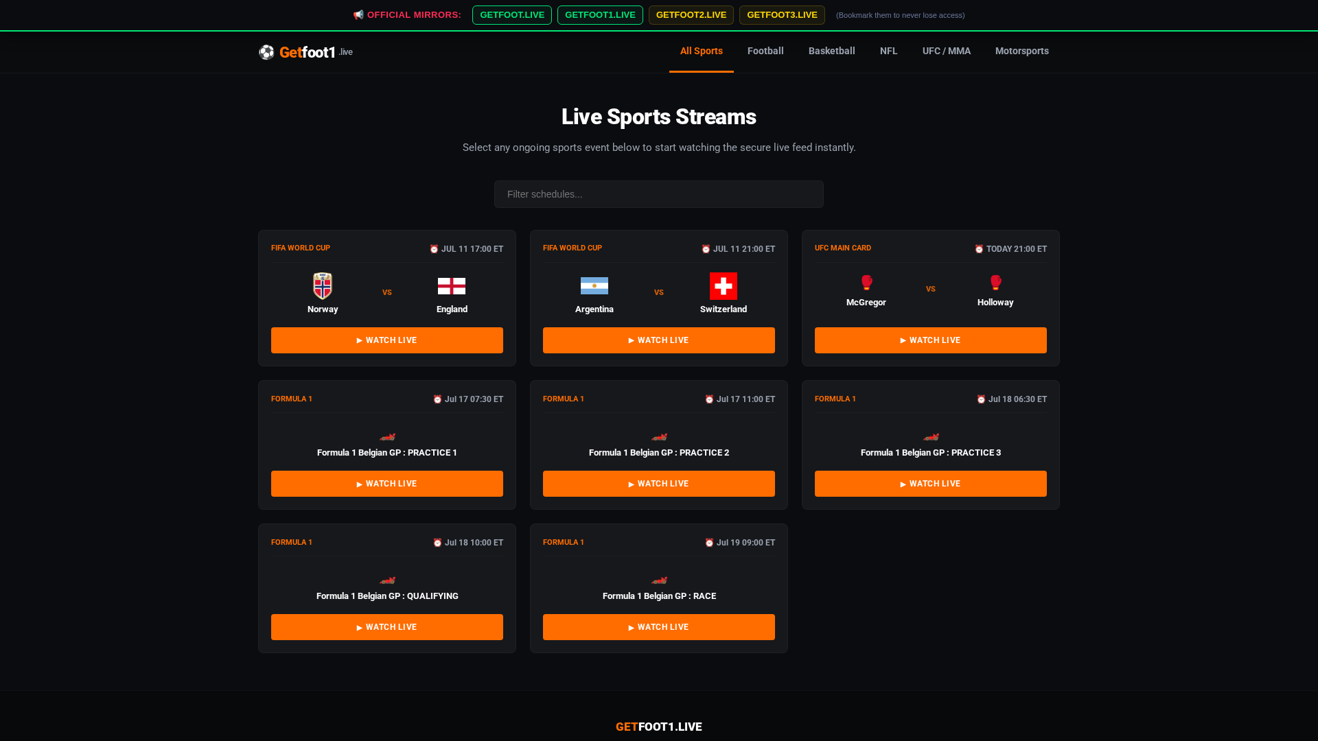 Screenshot of freefights.live