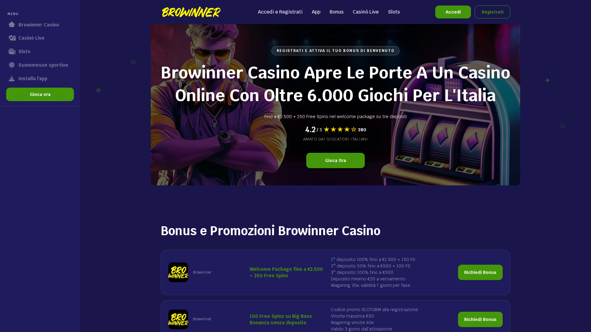 Screenshot of browinnercasino-it.com