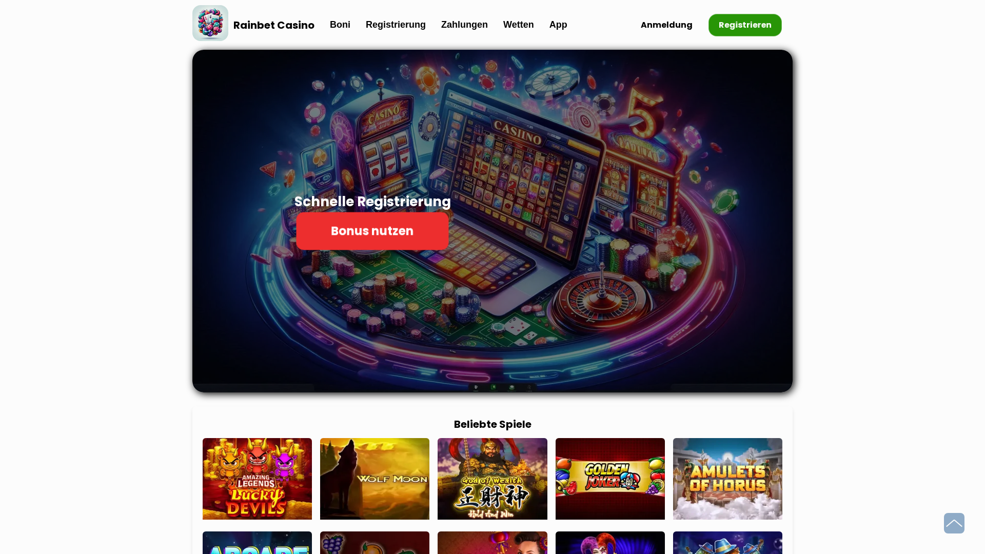 Screenshot of rainbetcasino-online.de