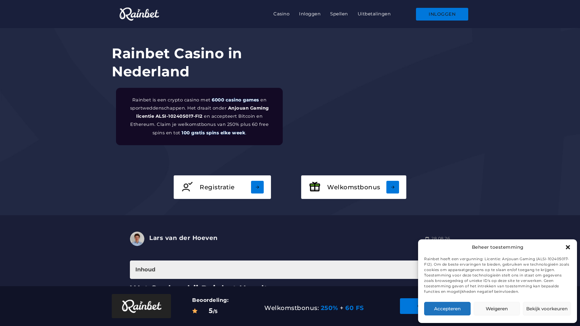 Screenshot of rain-bet.nl