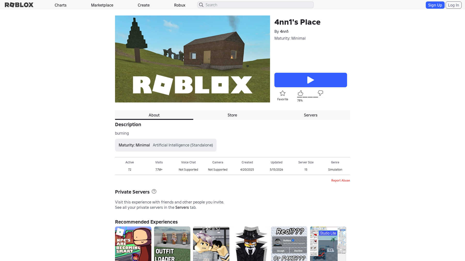 Screenshot of www.roblox.et