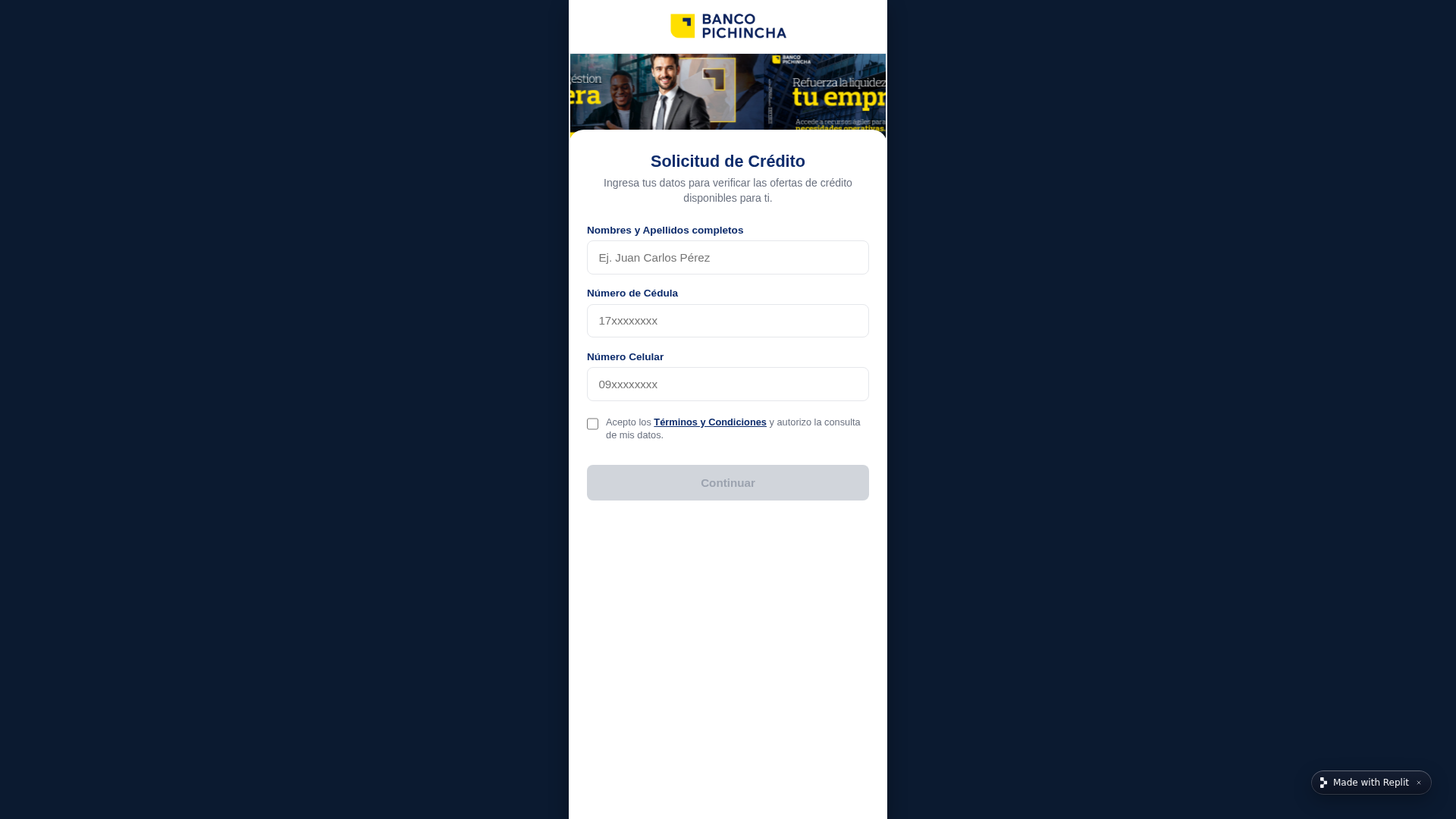 Screenshot of pichincha-ecuador-2026--creditopich.replit.app