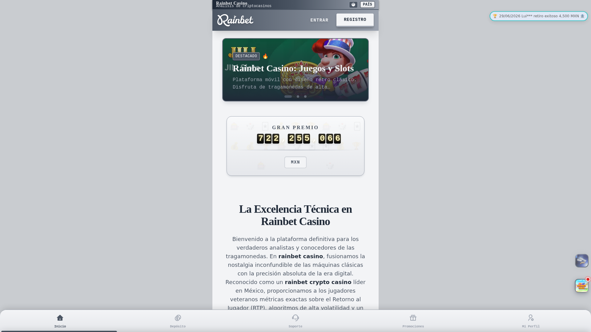 Screenshot of rainbetcryptocasino.com