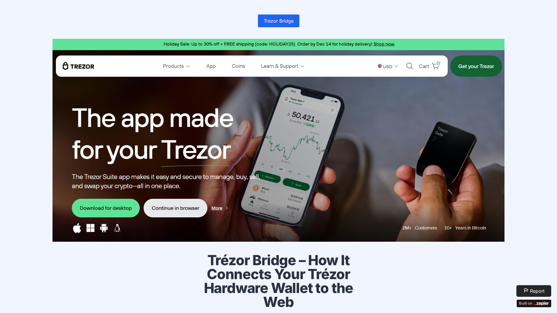 Screenshot of devicebridge.zapier.app