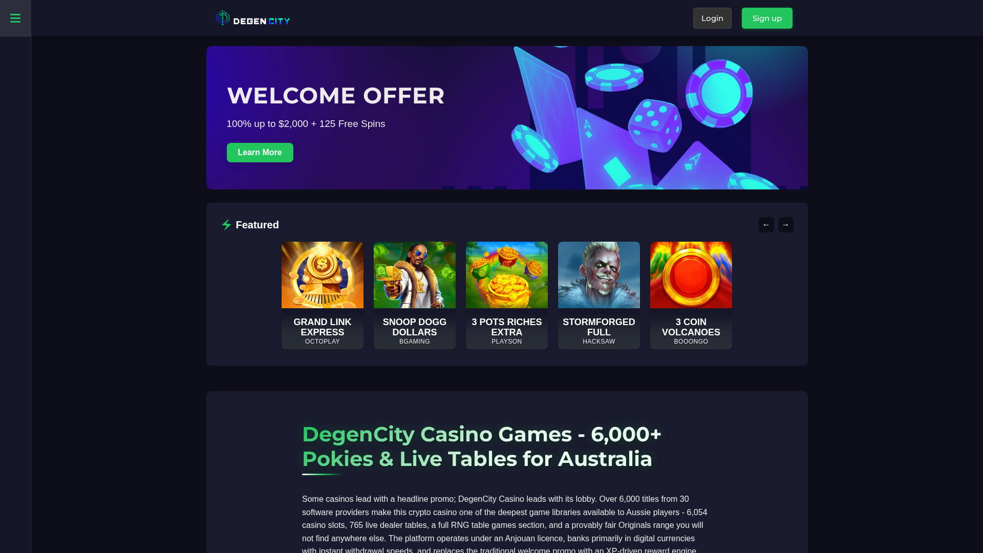 Screenshot of degencity-casino-australia.net