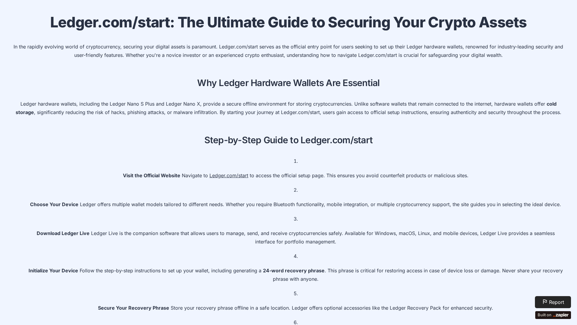 Screenshot of ledgestarted-hub.zapier.app