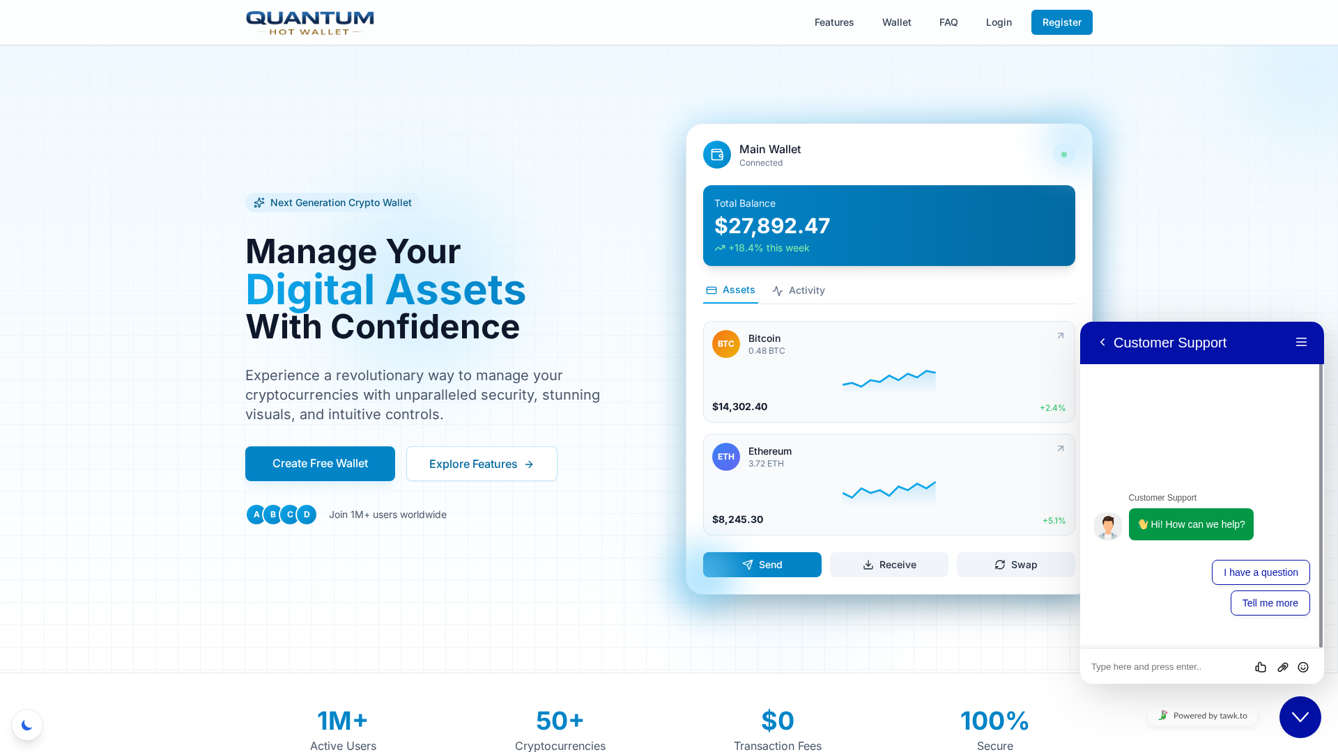 Screenshot of quantumhotwallet.com