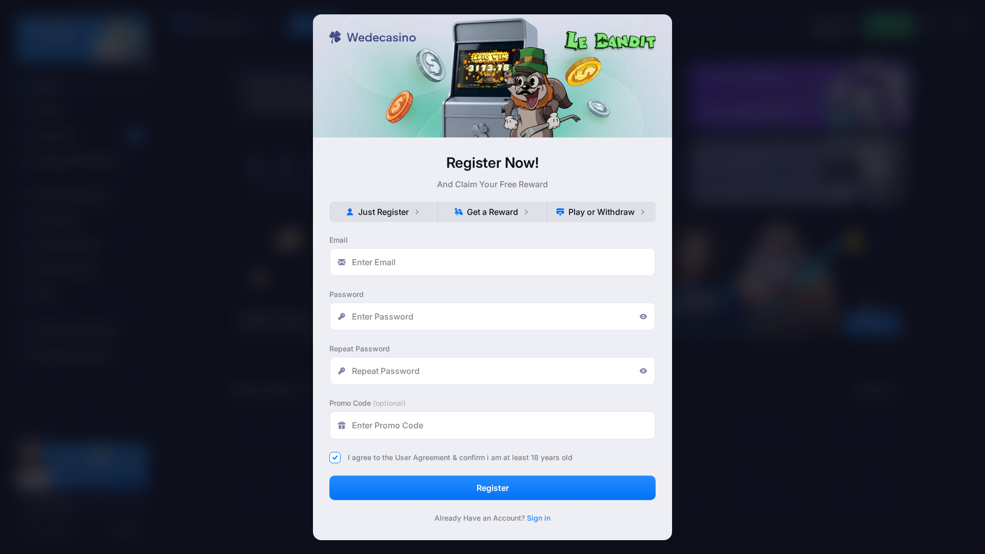 Screenshot of wedecasino.com