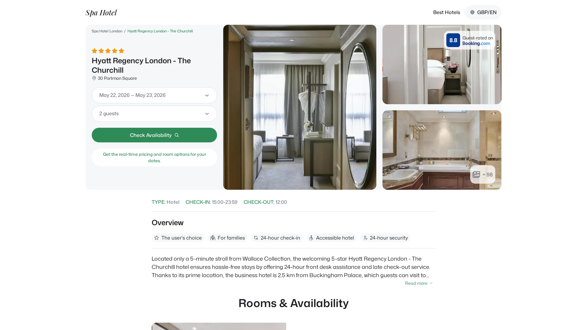 Screenshot of hyattregencylondonthechurchill.spahotel.guru