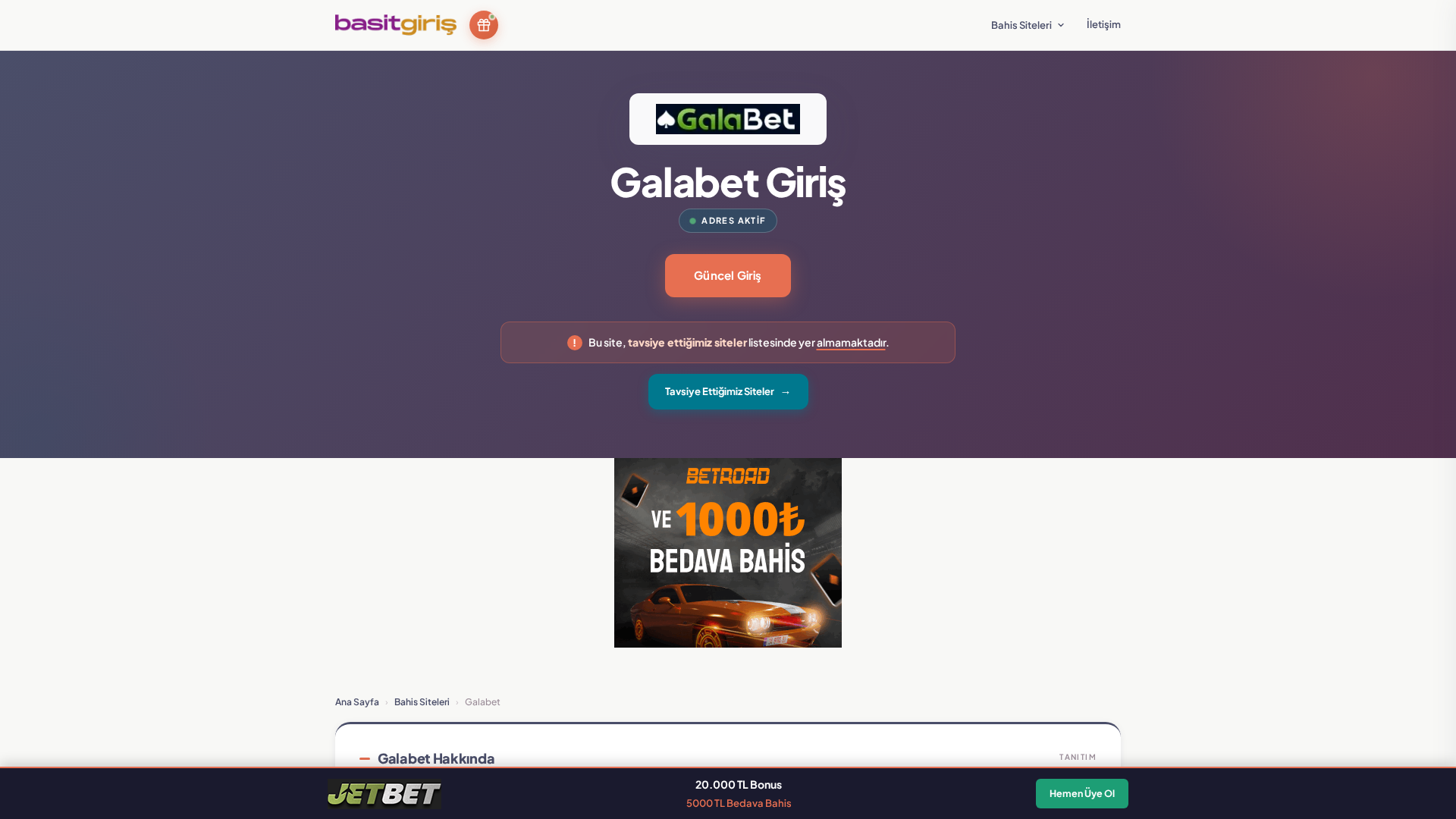 Screenshot of galabet.basitgiris.one
