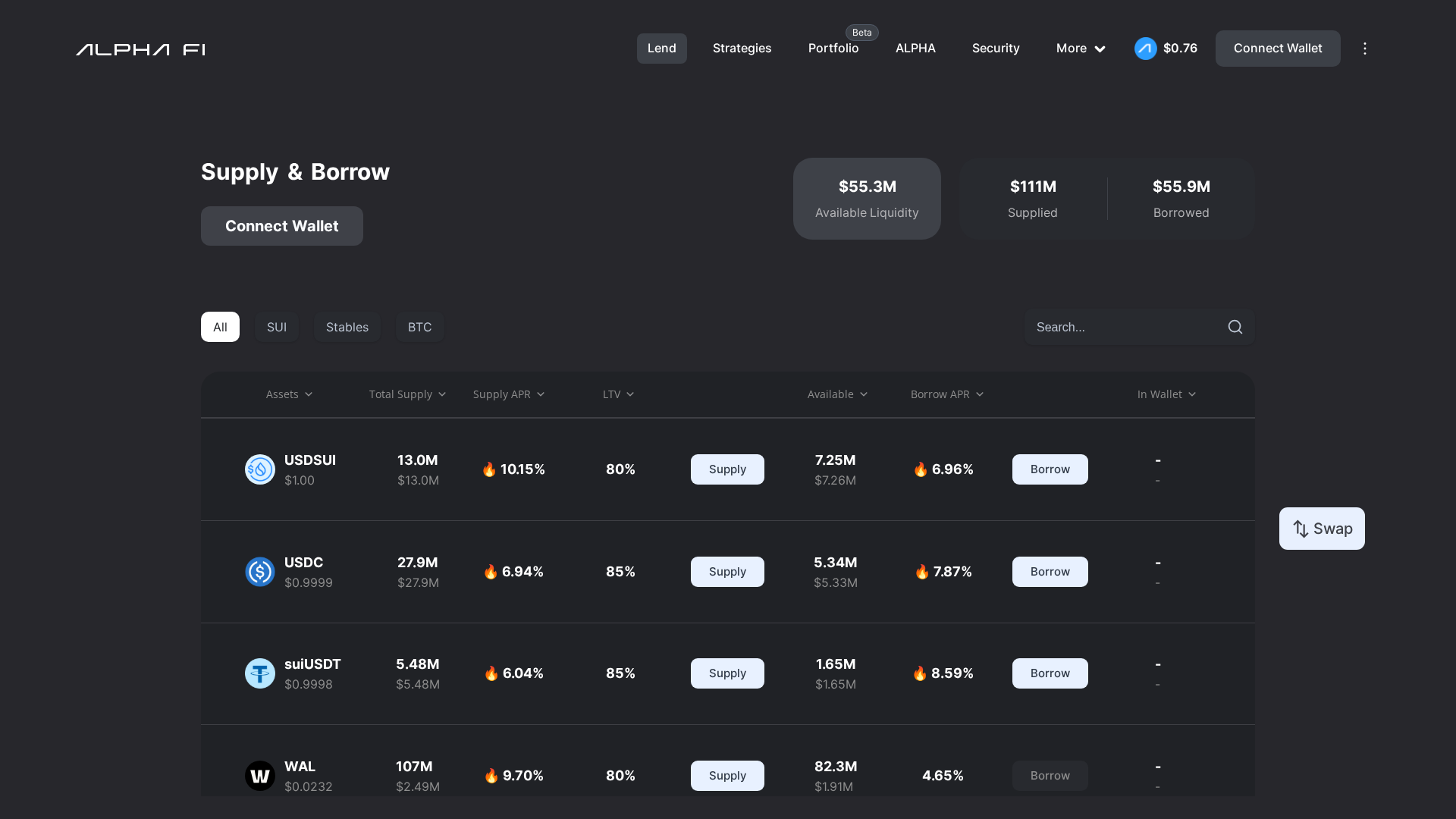 Screenshot of alphafi-nine.vercel.app