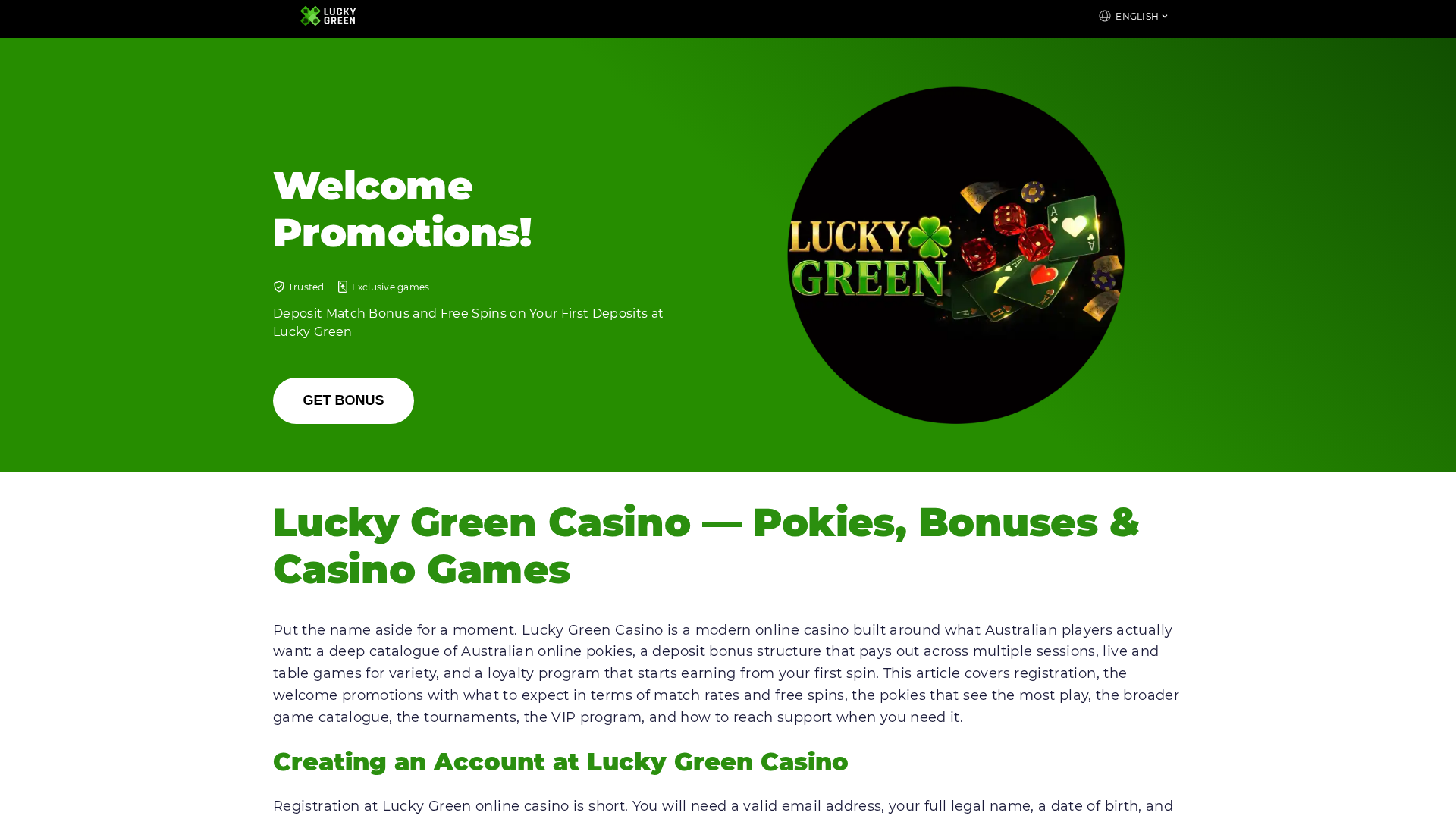 Screenshot of lucky-green-deposit.com