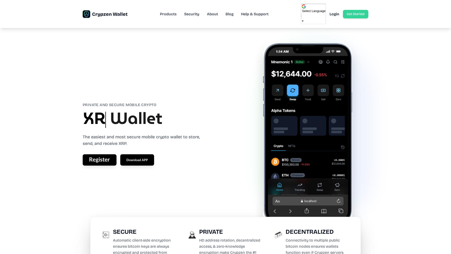 Screenshot of crypzenapp.com
