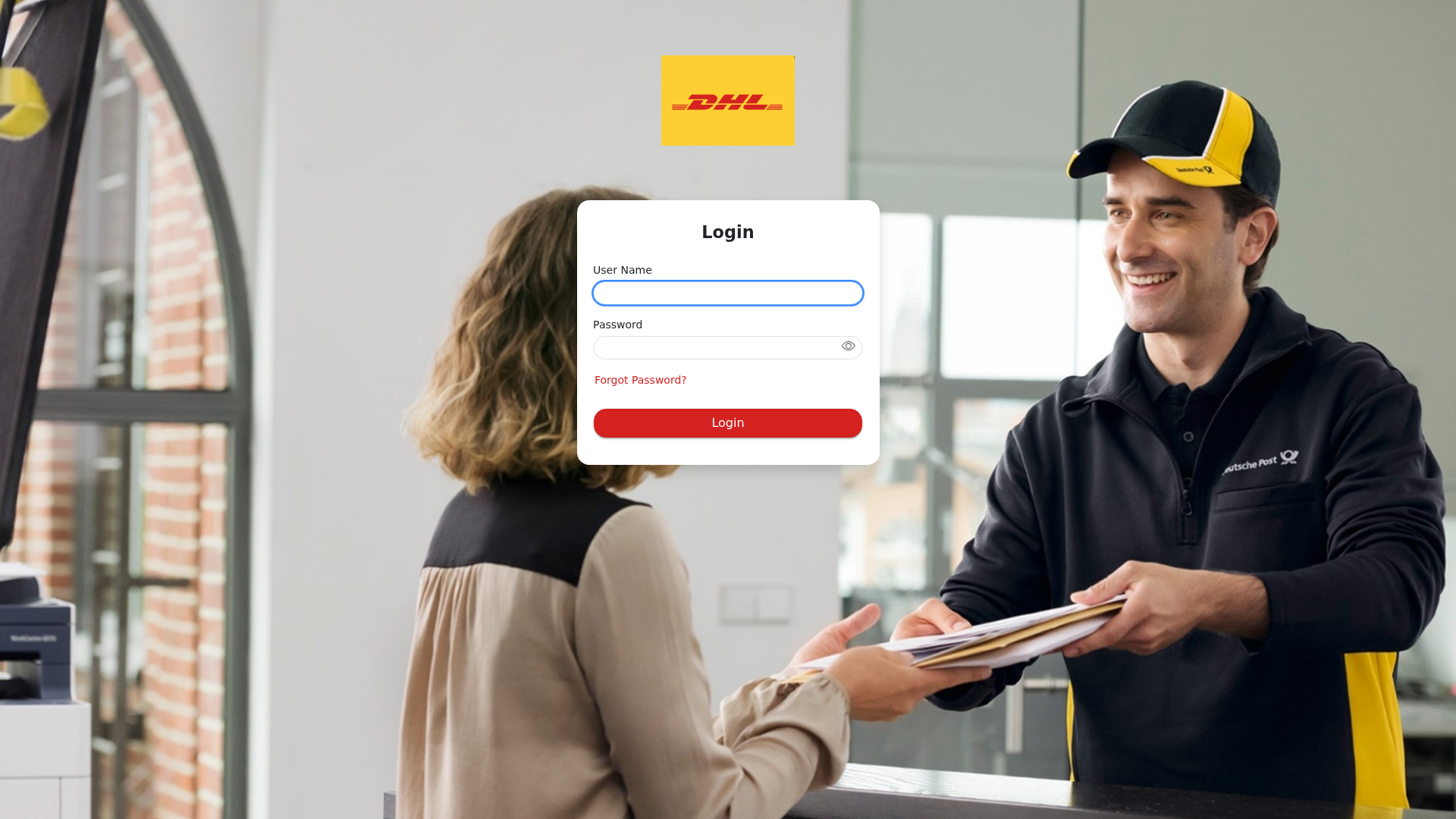 Screenshot of dhlsiprod.eu23.smartcommunications.cloud