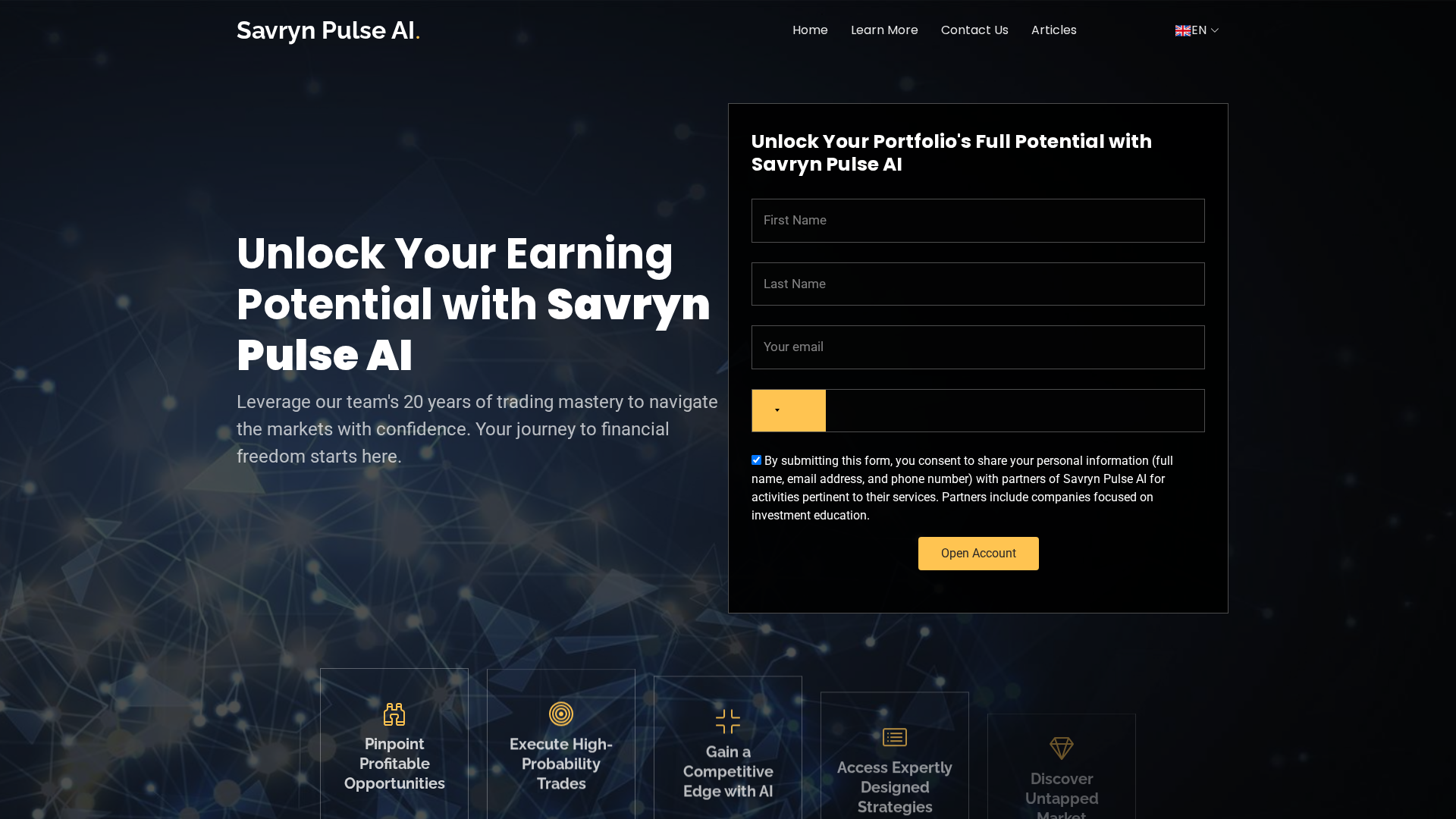 Screenshot of savrynpulseai-app.com
