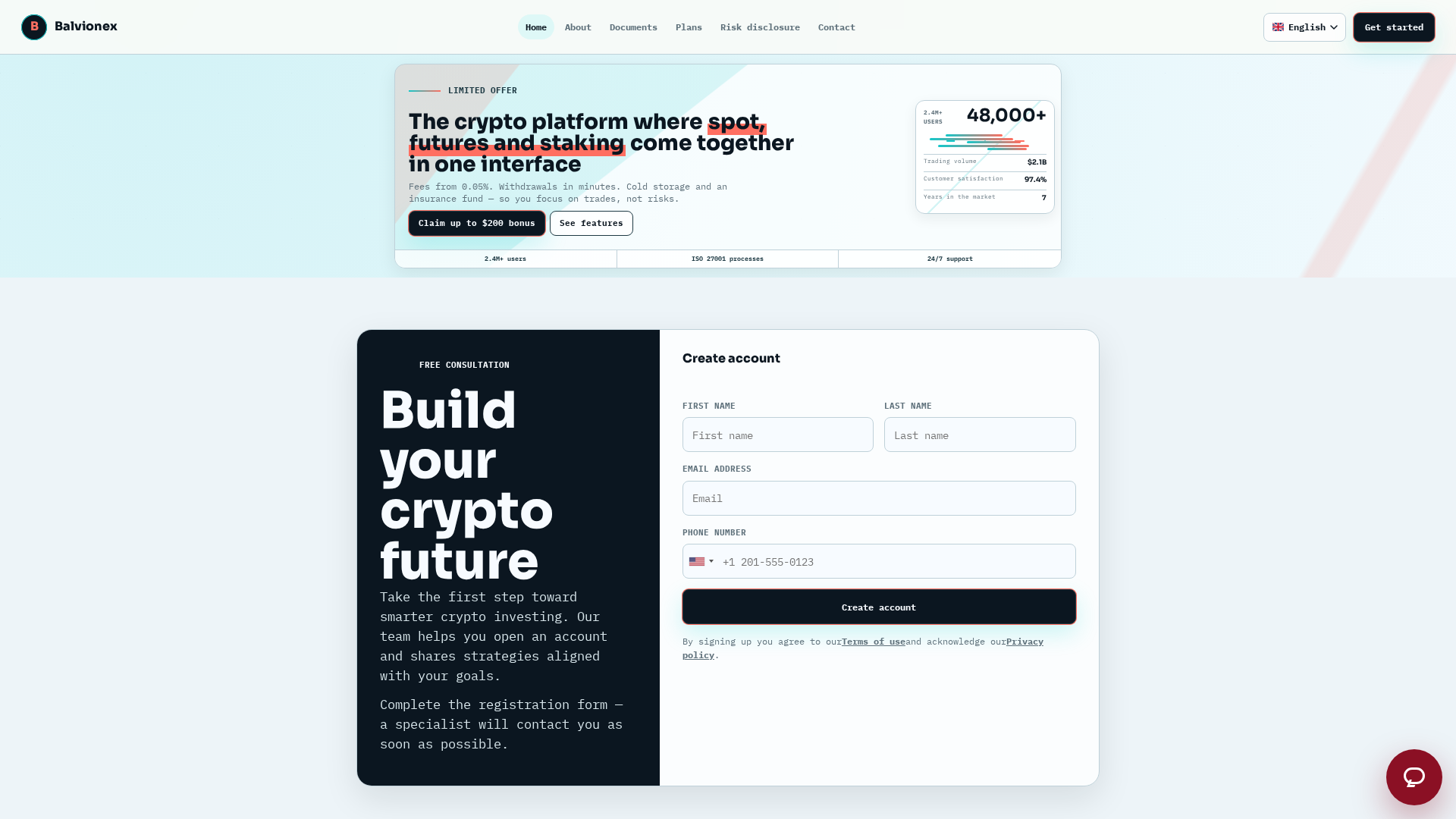 Screenshot of balvionextrade.com
