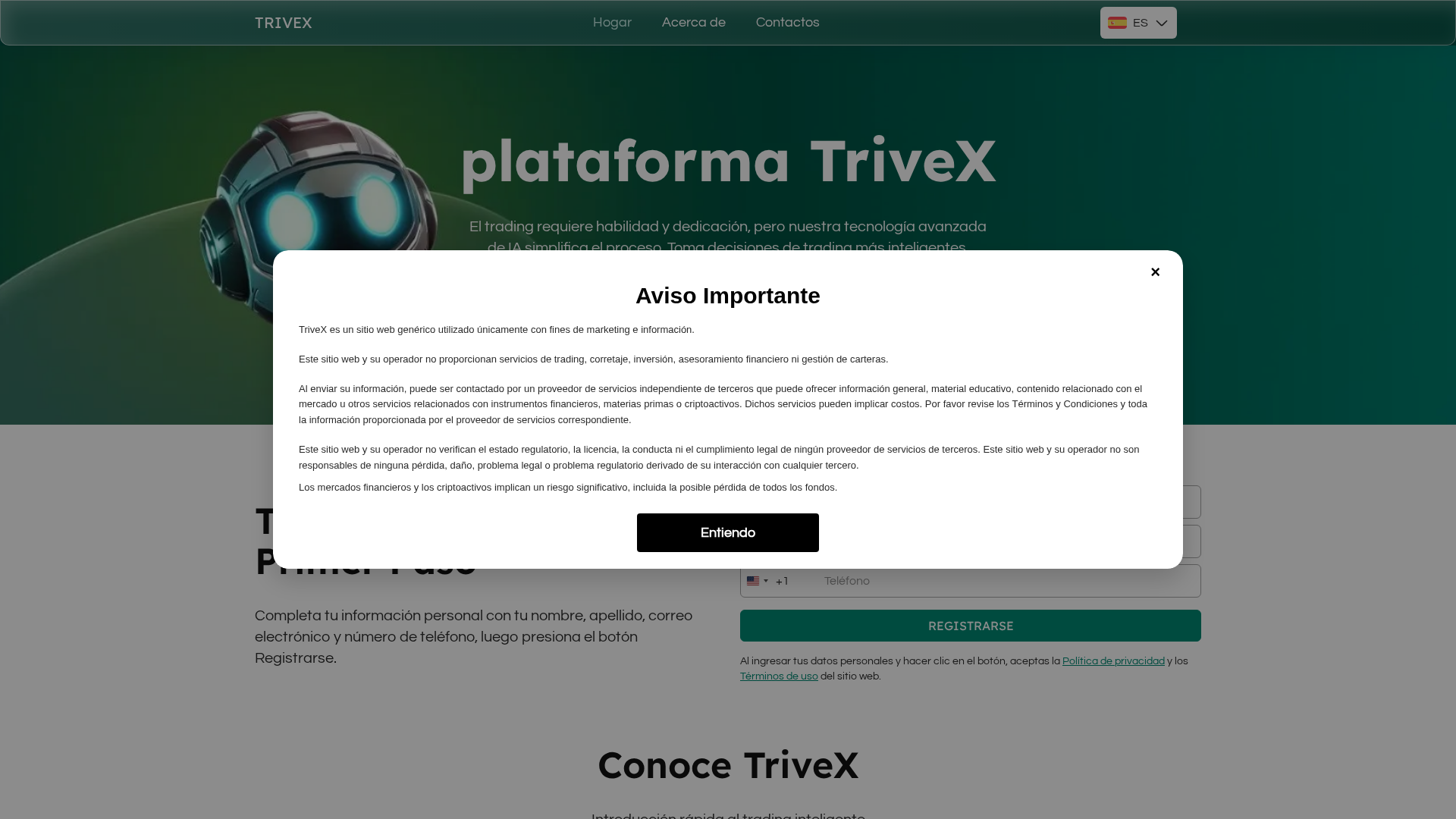 Screenshot of trivex-es.live